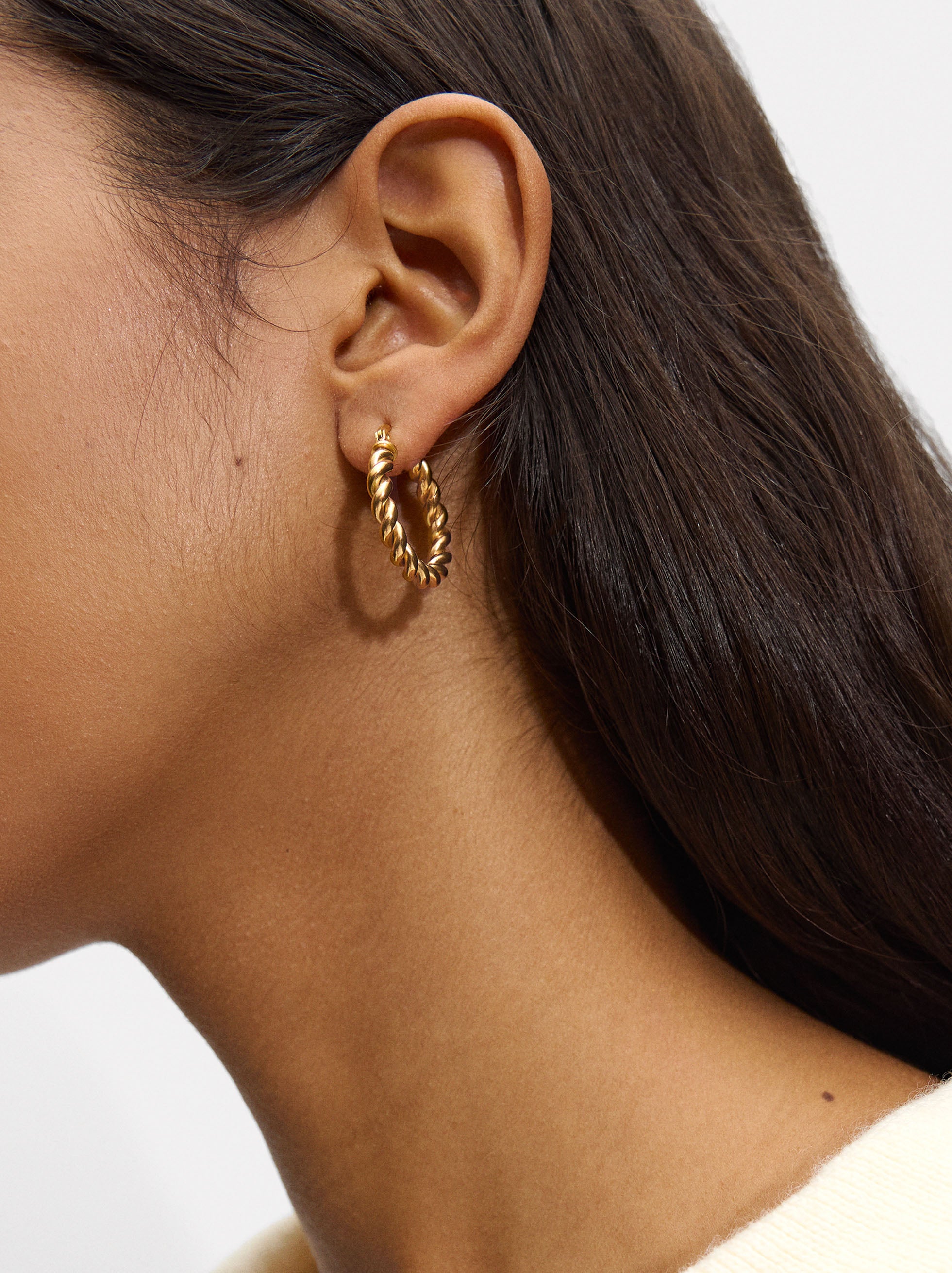 Aretes Medianos Trenzados - Acero Inoxidable