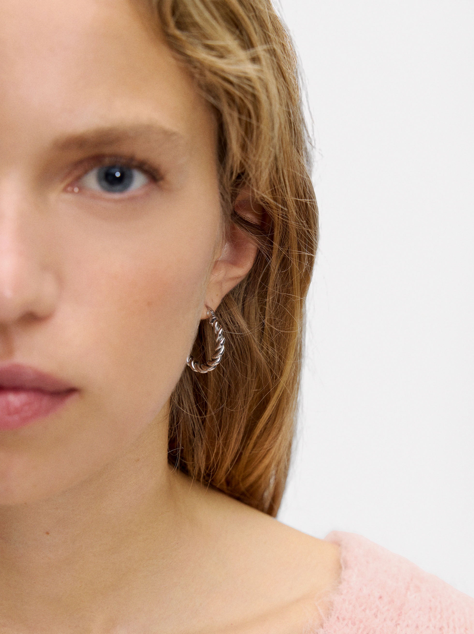 Aretes Medianos Trenzados - Acero Inoxidable