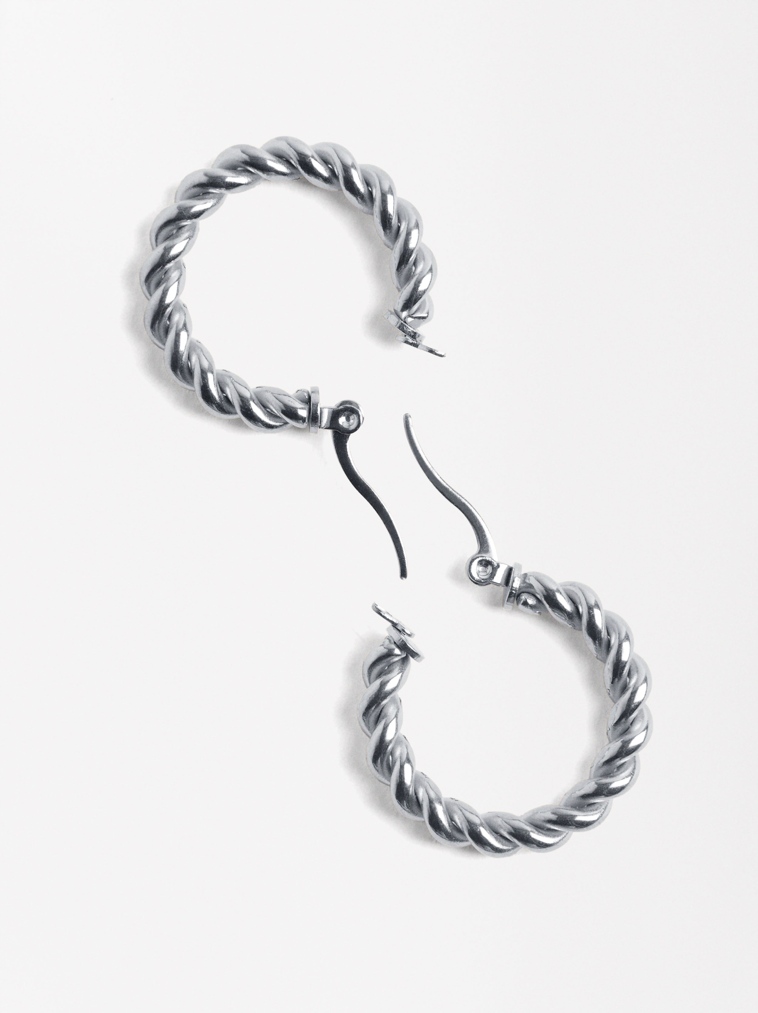 Aretes Medianos Trenzados - Acero Inoxidable