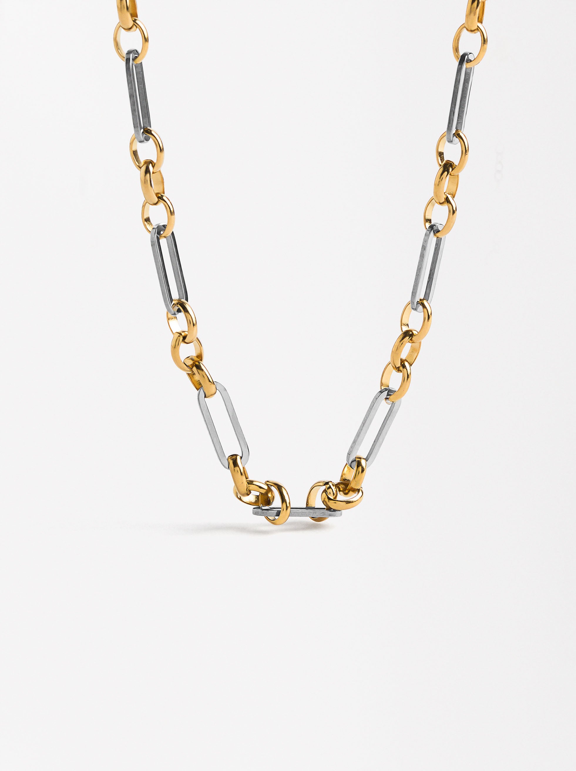 Collar De Eslabones Bicolor - Acero Inoxidable