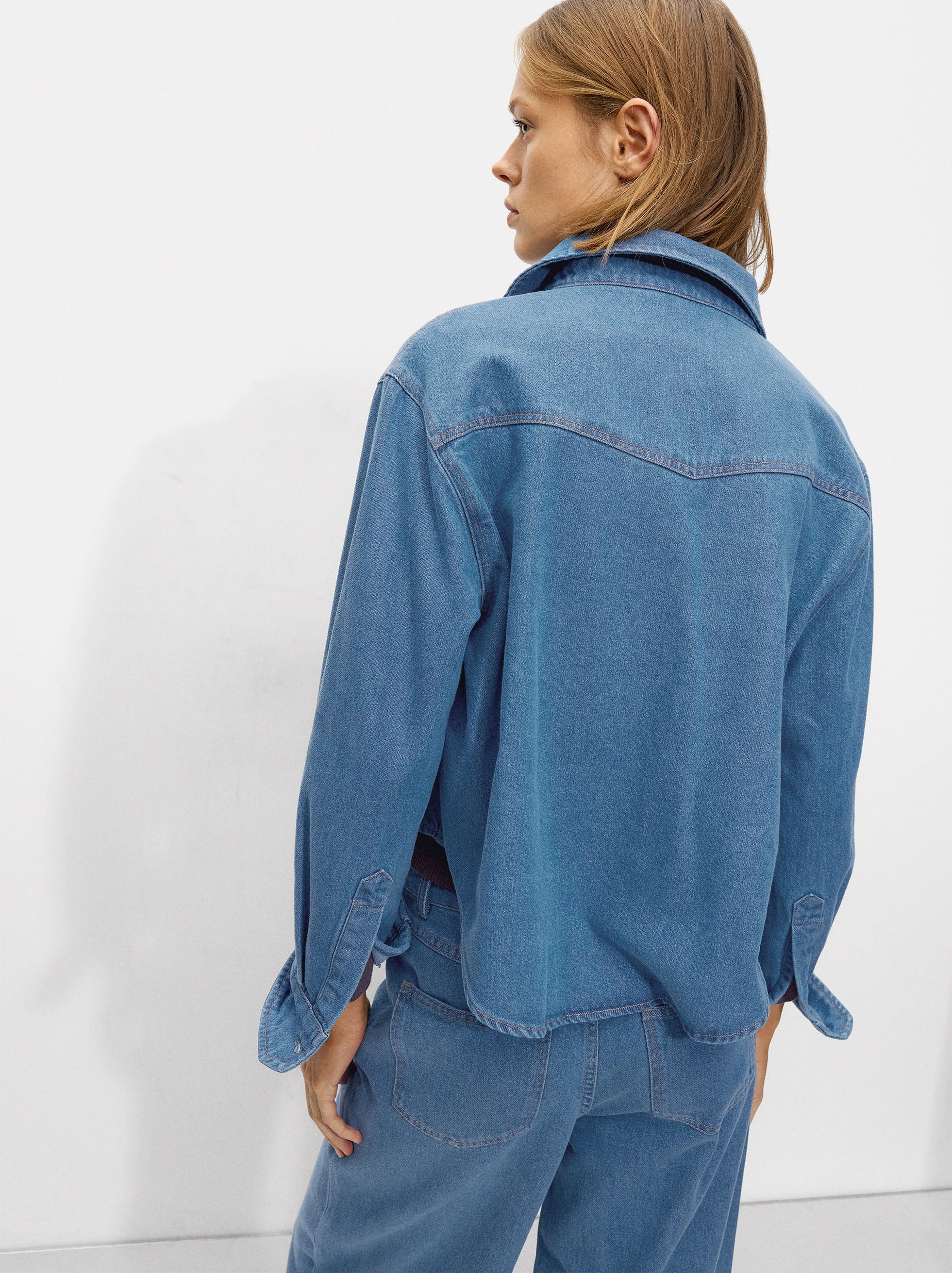 Camisa Denim De Manga Larga