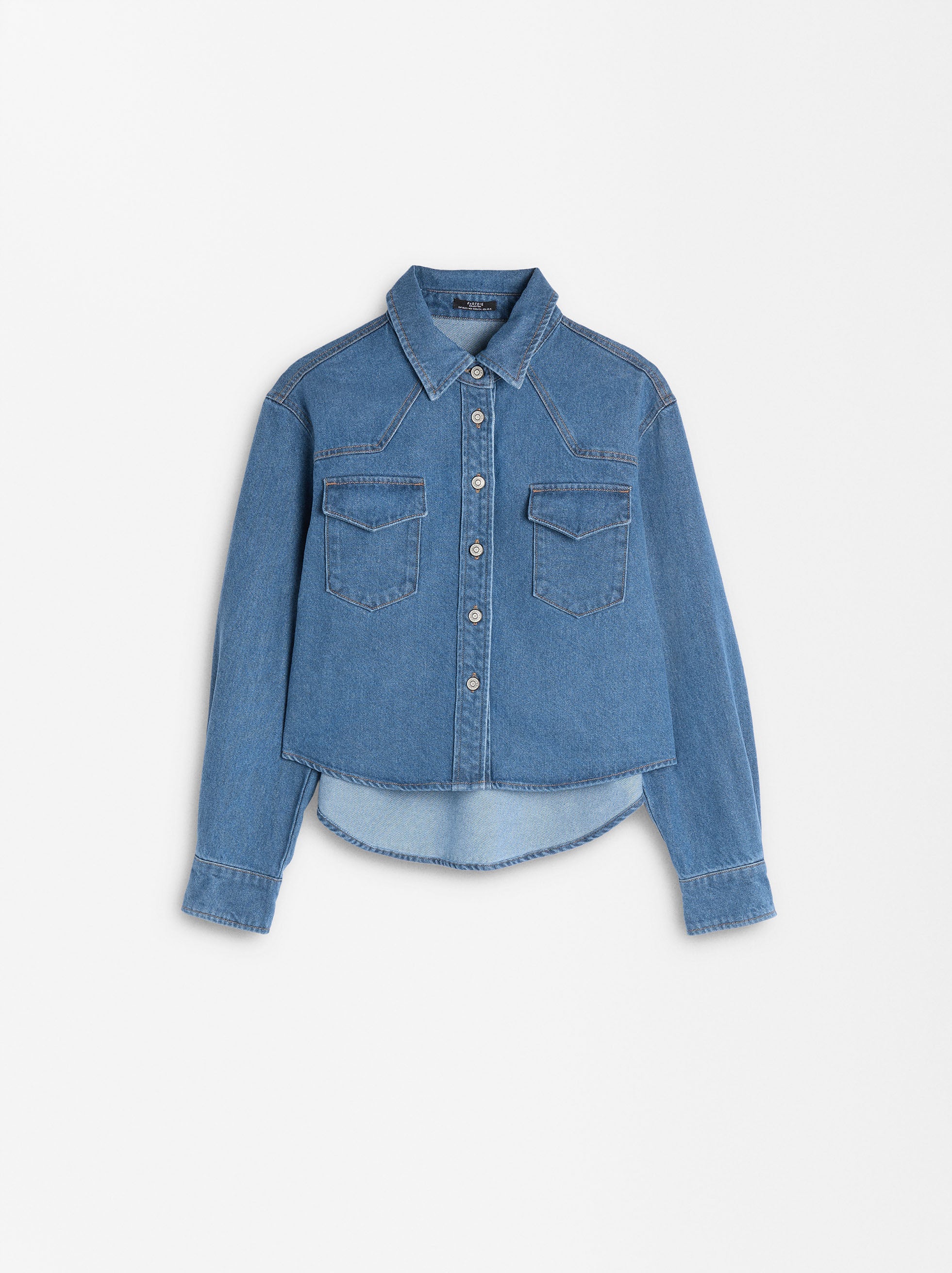 Camisa Denim De Manga Larga