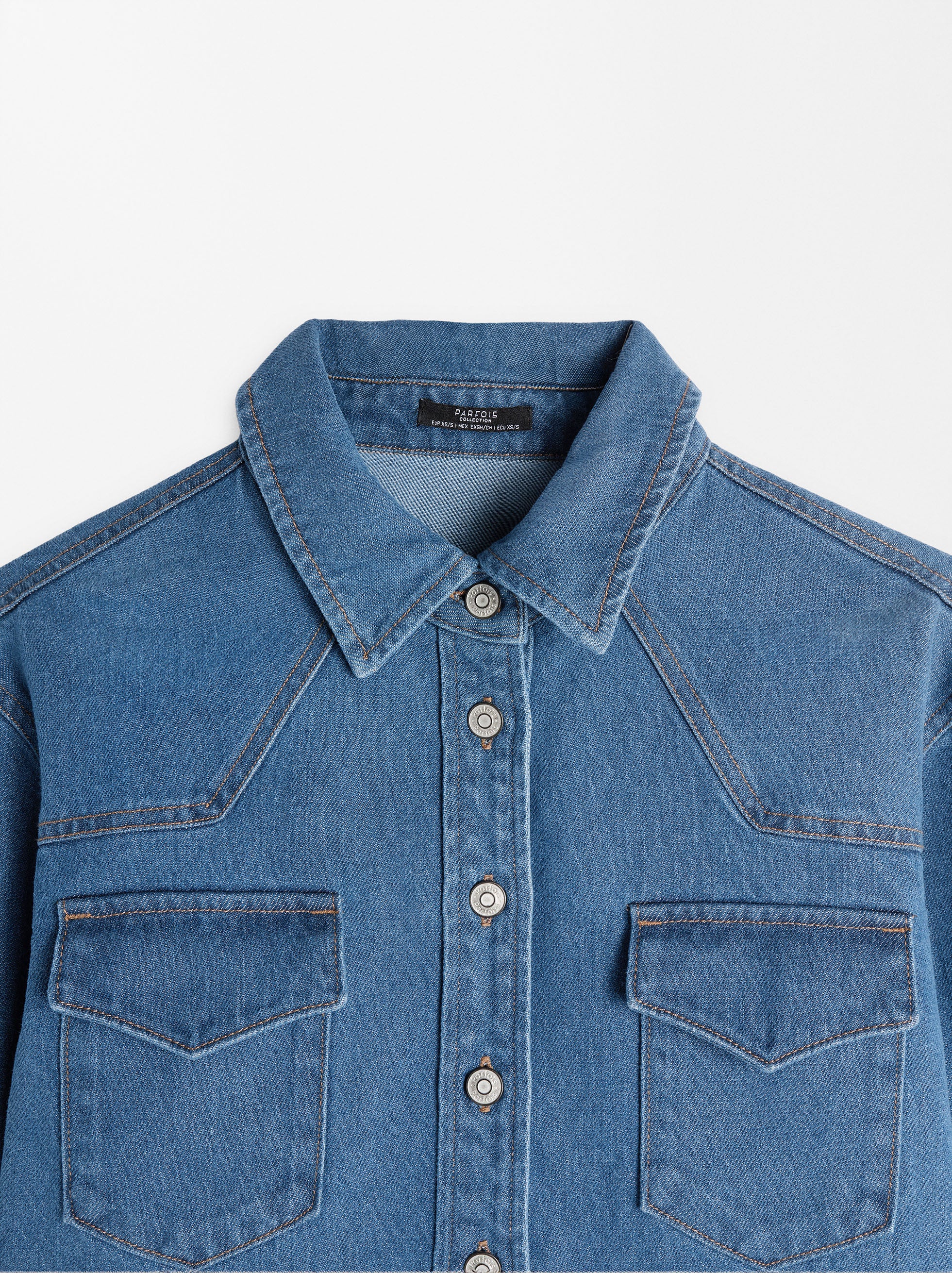 Camisa Denim De Manga Larga