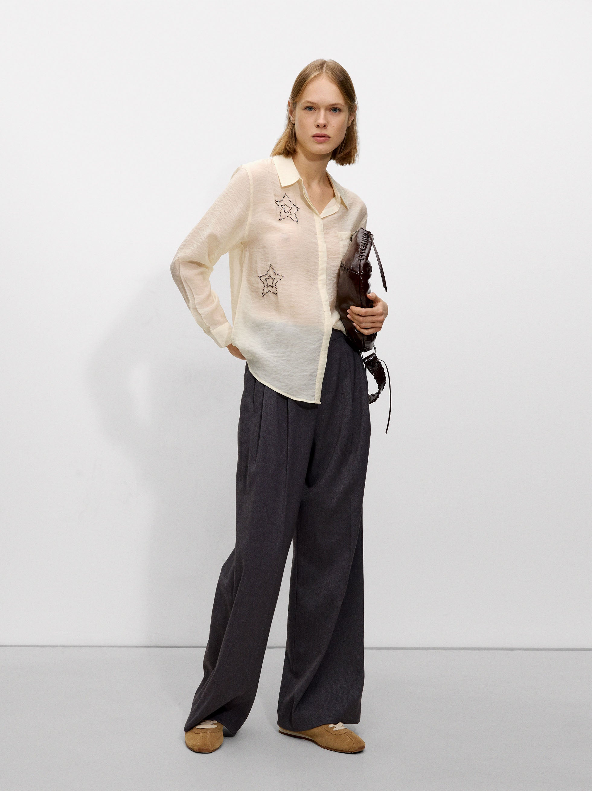 Camisa Con Detalle De Abalorios