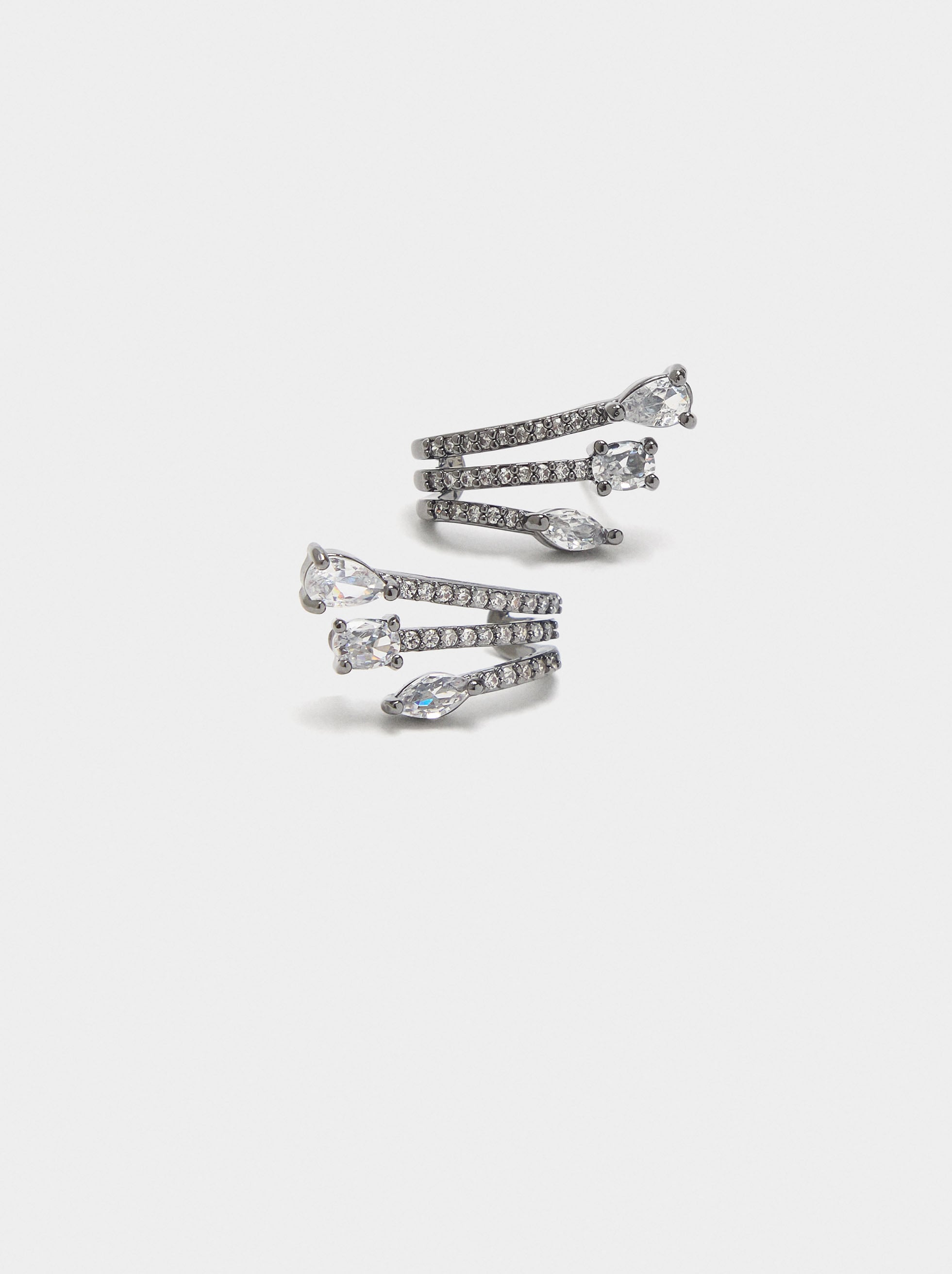 Pendientes Efecto Triple Con Circonitas