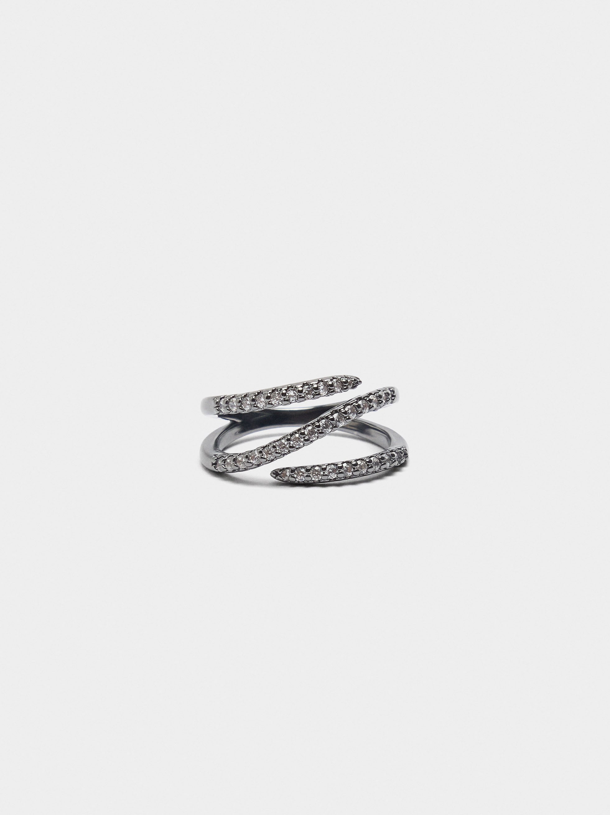 Anillo Efecto Triple Con Circonitas