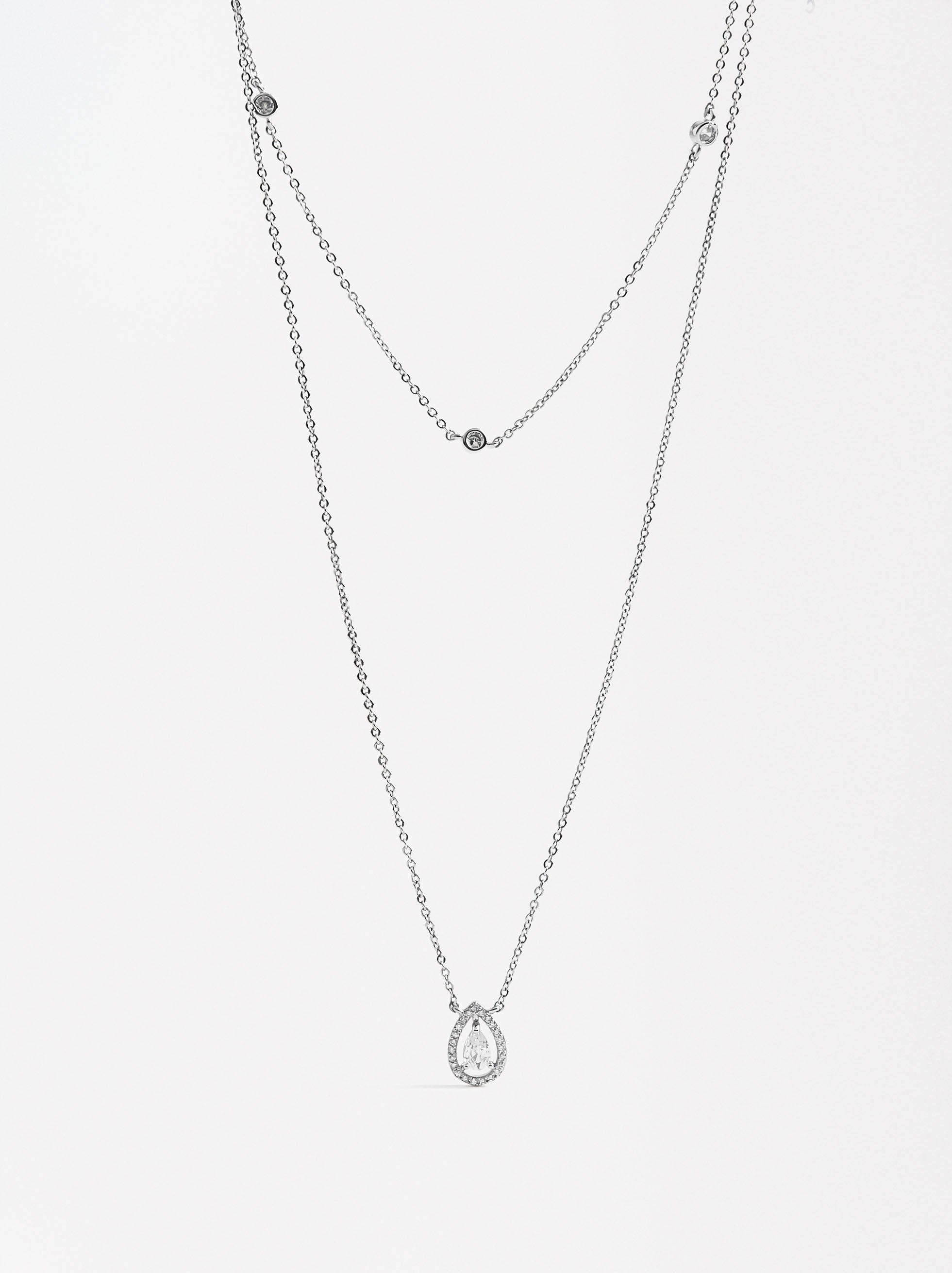 Collar Largo Doble Con Zirconias