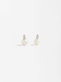 Aretes Cortos Con Perlas Y Circonitas