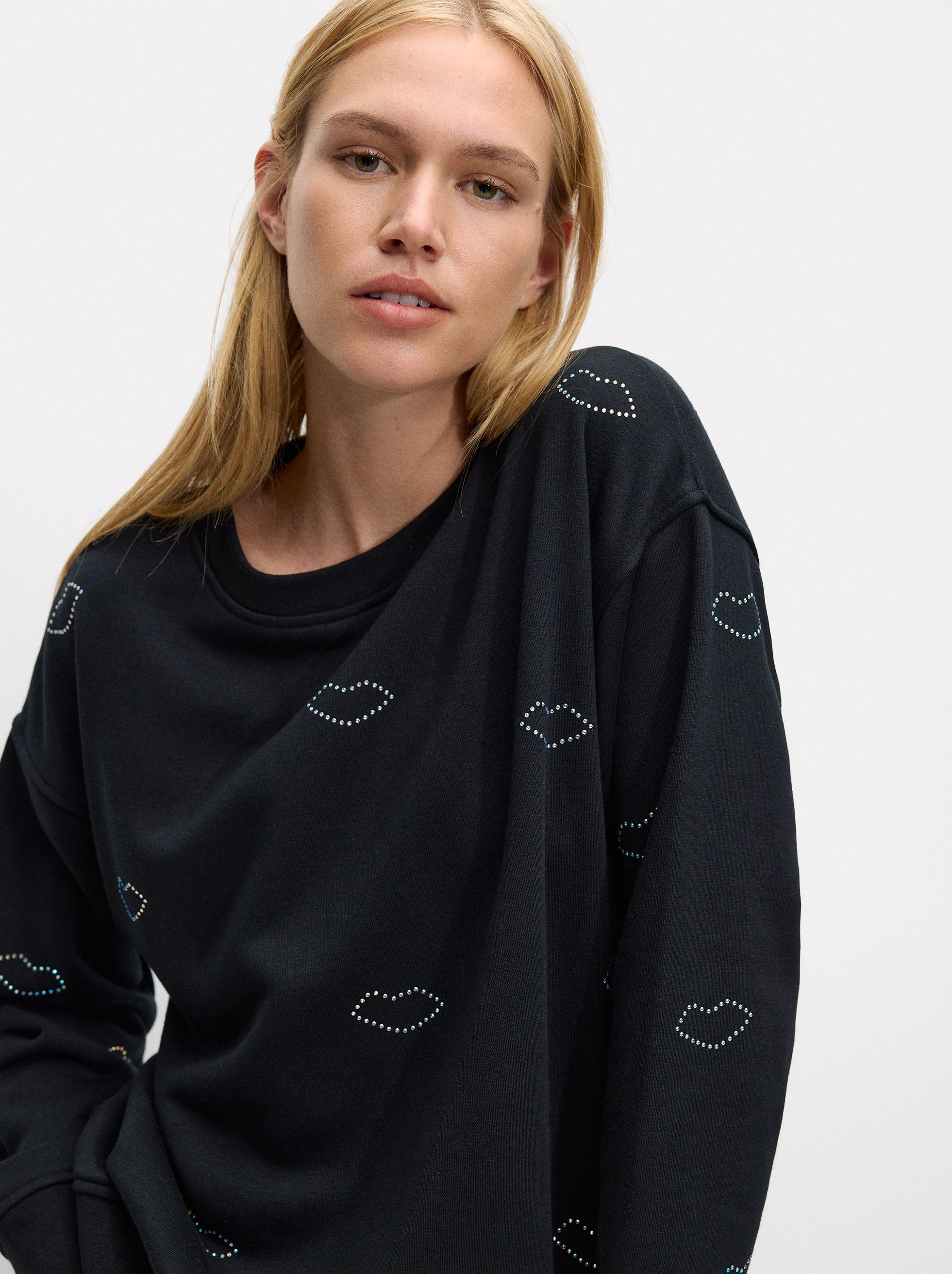 Sudadera Con Detalles De Strass