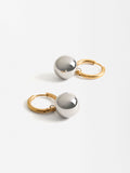 Aretes Bicolor Con Esfera - Acero Inoxidable