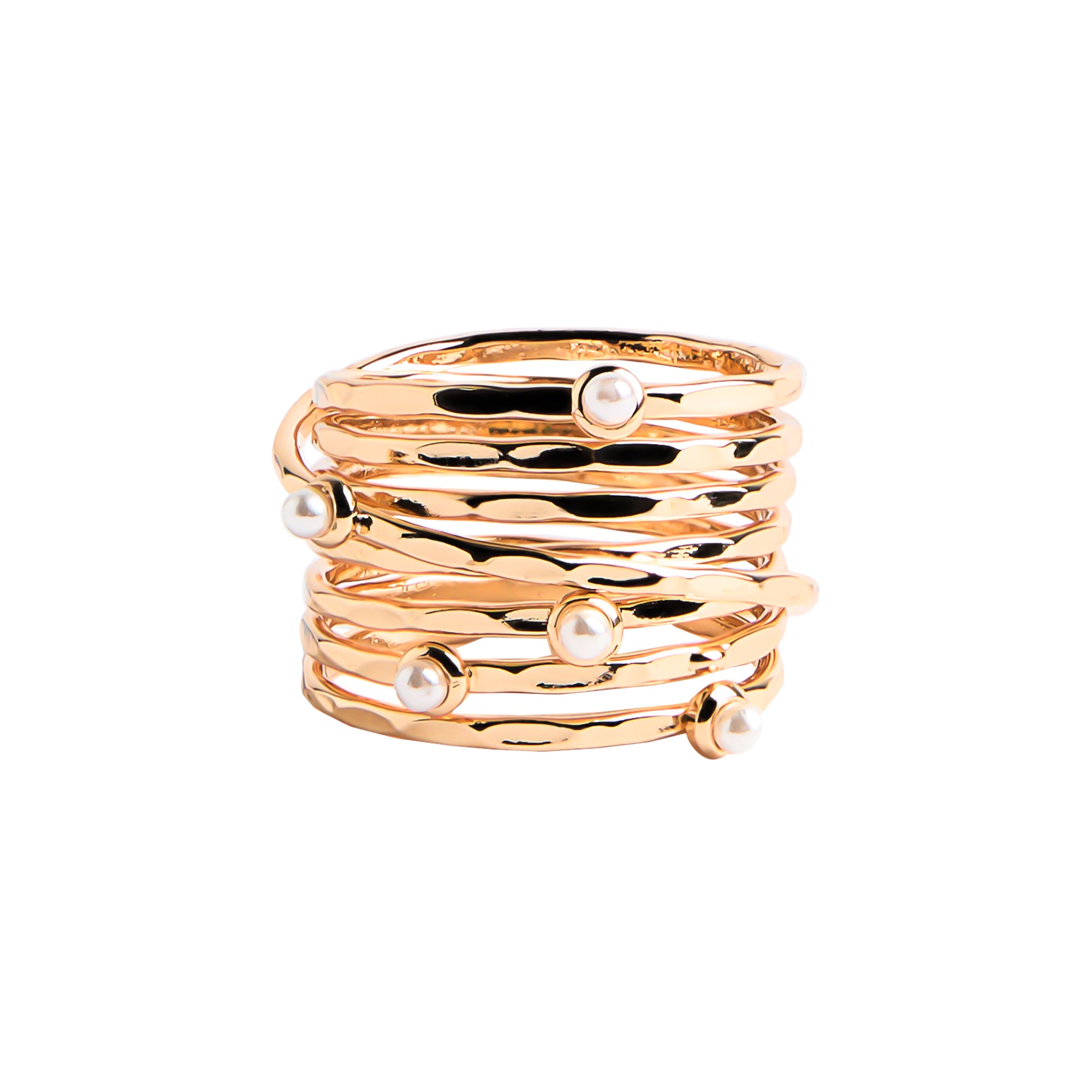 Anillo Efecto Múltiple Con Perlas