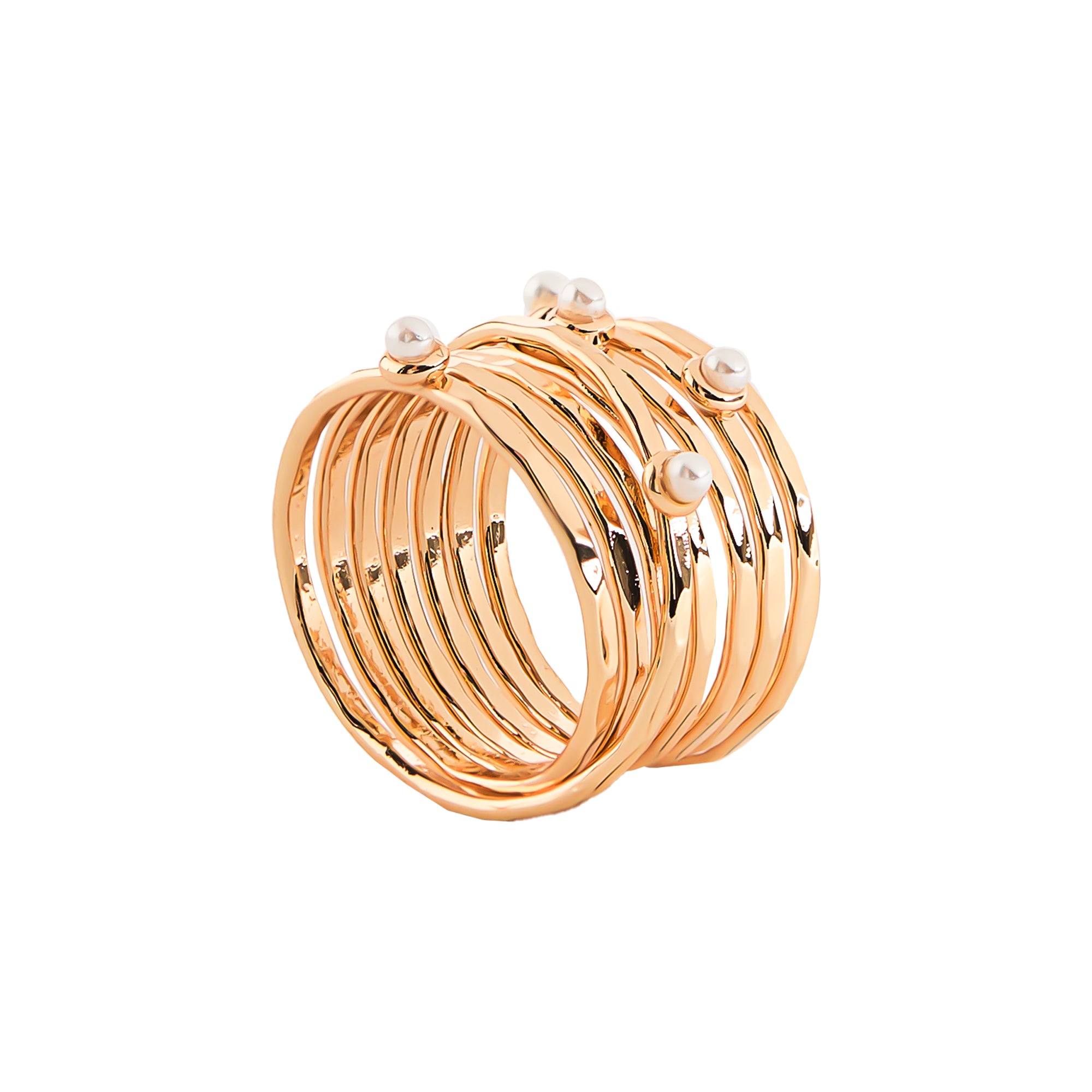 Anillo Efecto Múltiple Con Perlas
