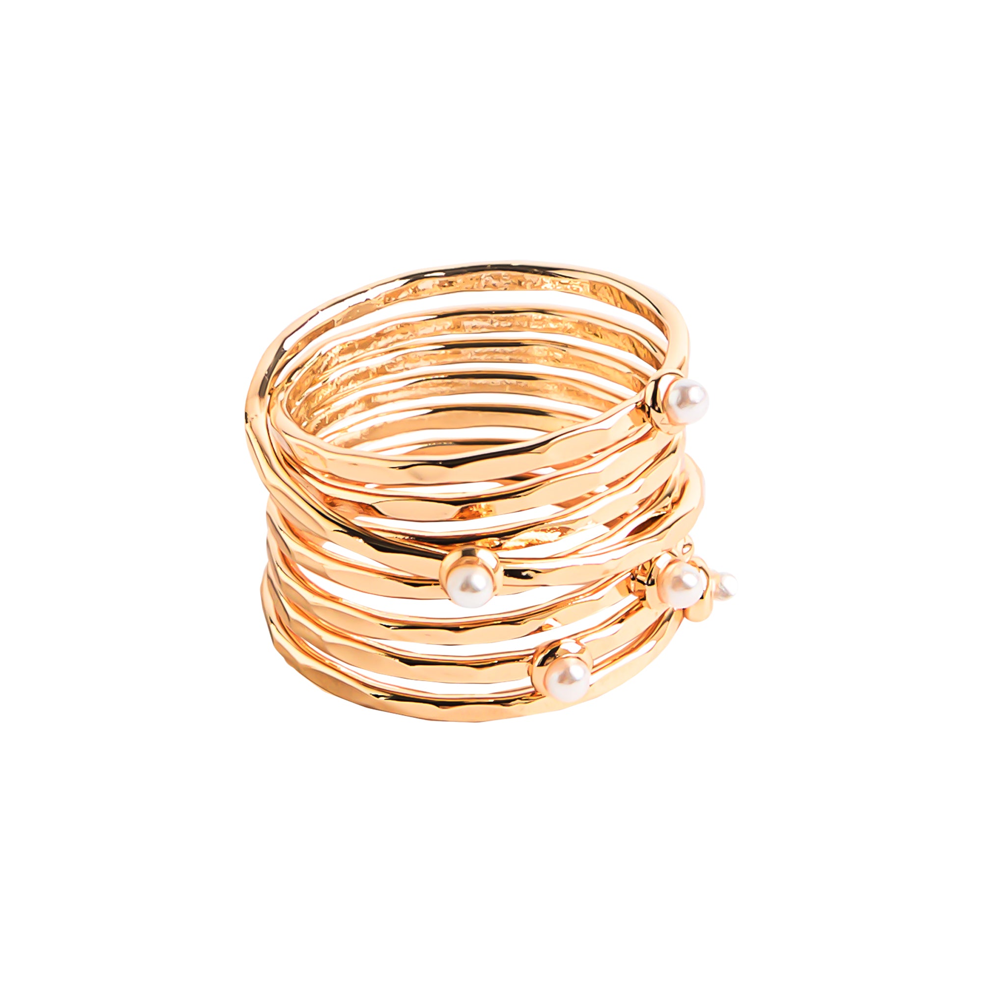 Anillo Efecto Múltiple Con Perlas