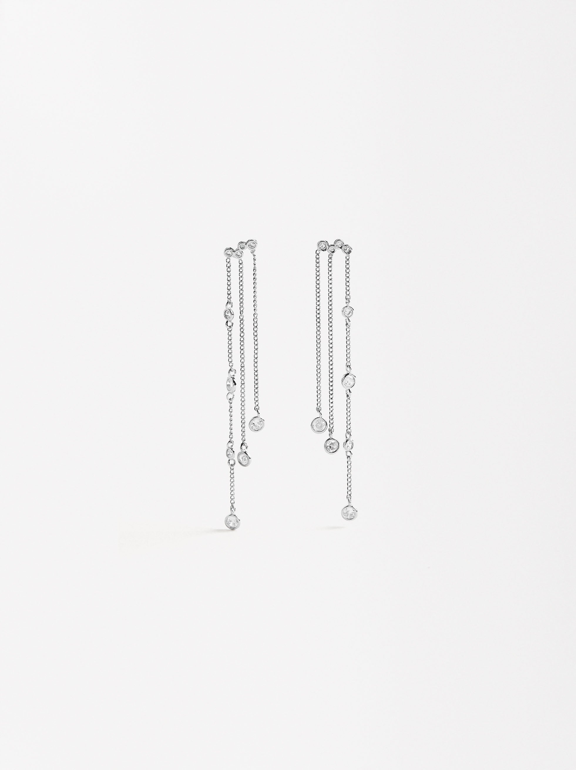 Aretes Largos Multicanal Con Circonitas