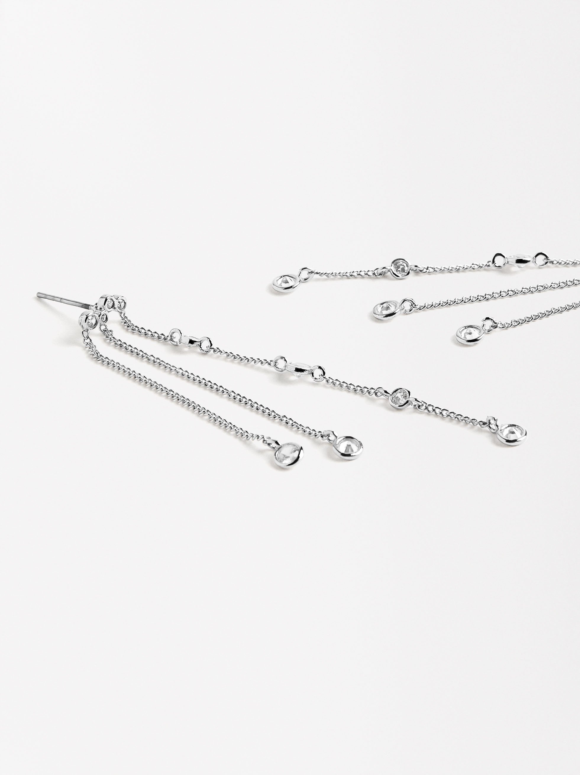 Aretes Largos Multicanal Con Circonitas