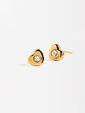Aretes De Corazón Con Cristales - Acero Inoxidable