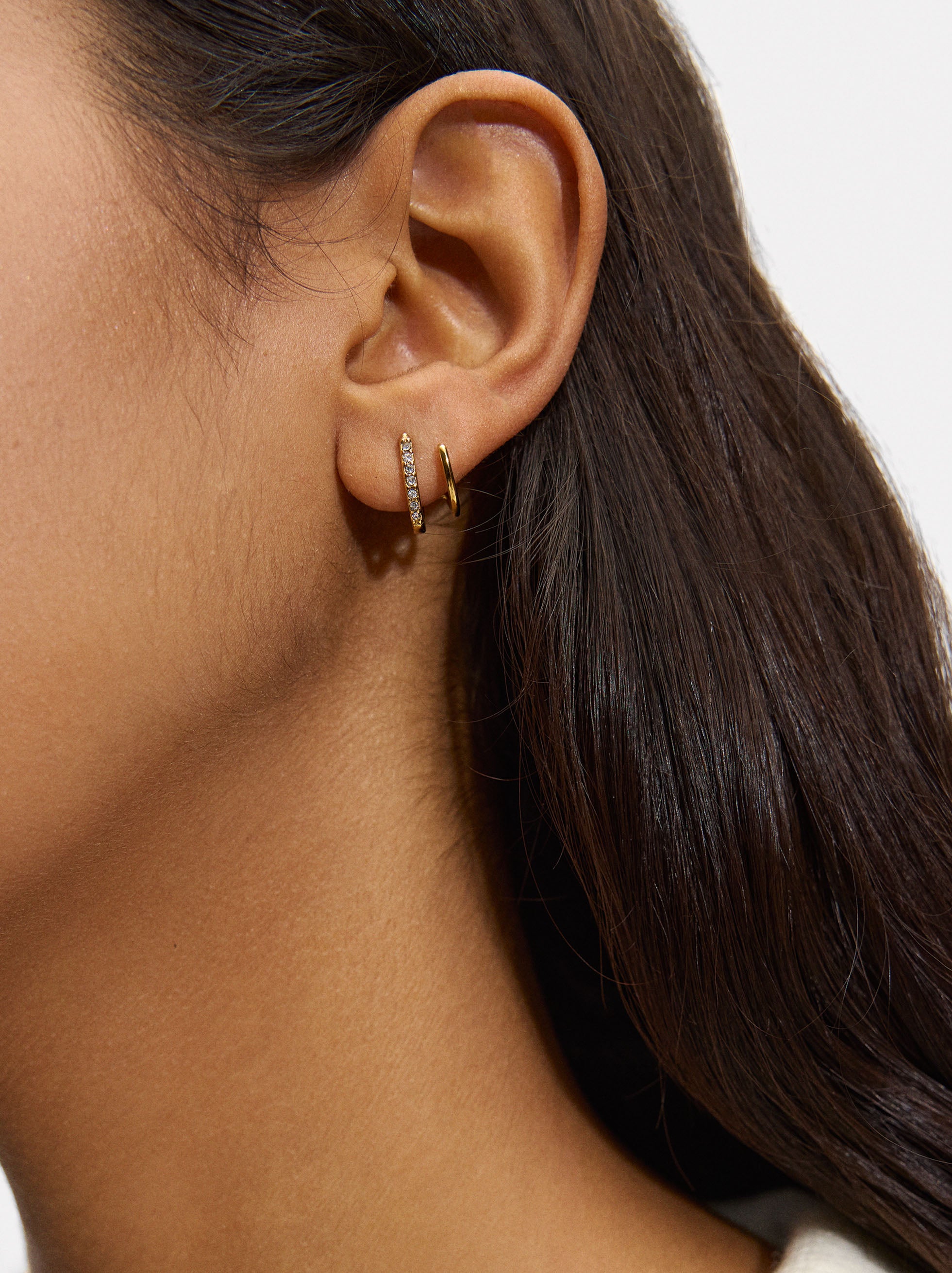 Aretes Con Cristales - Acero Inoxidable