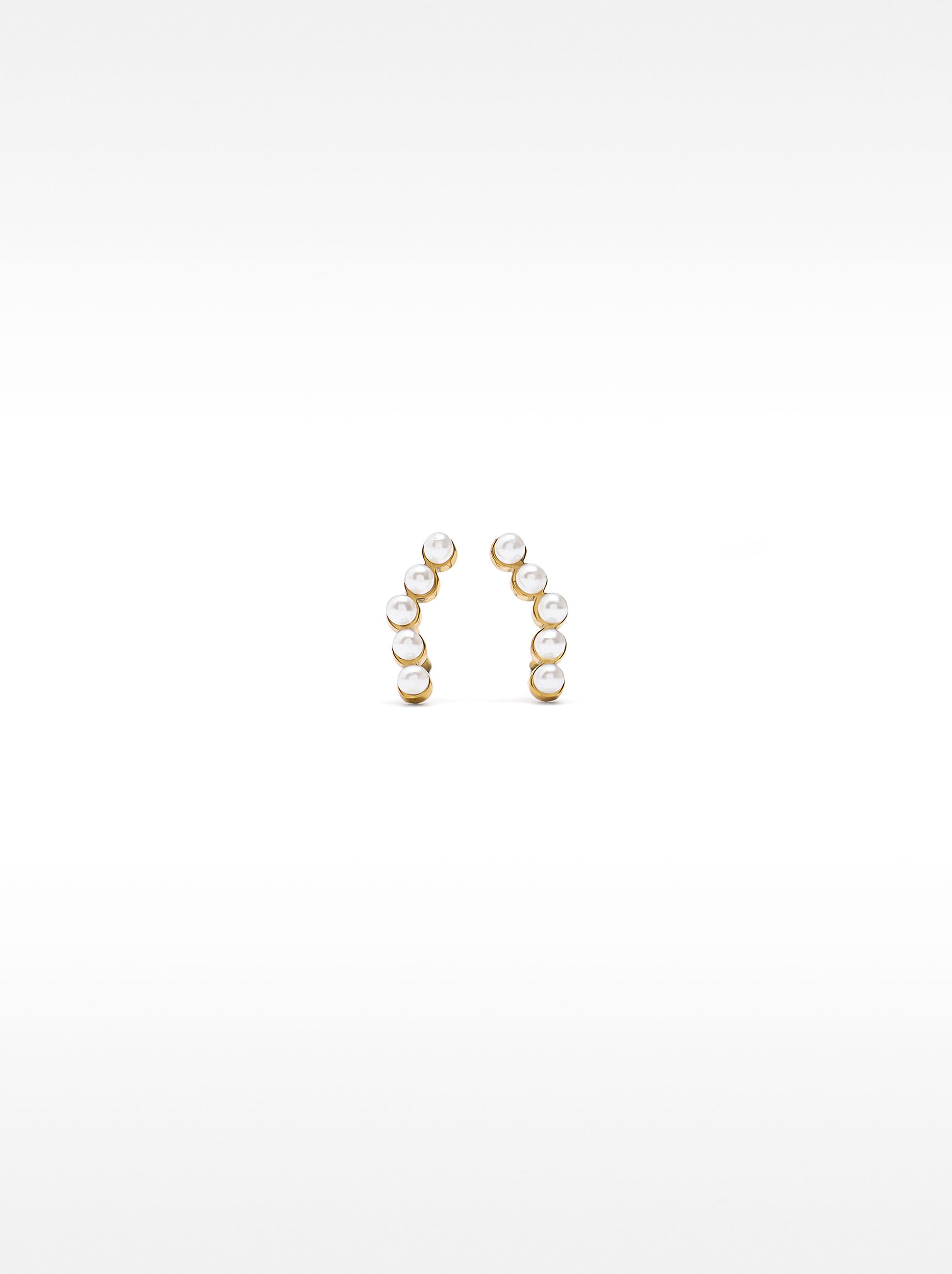 Aretes Cortos Con Perlas - Acero Inoxidable