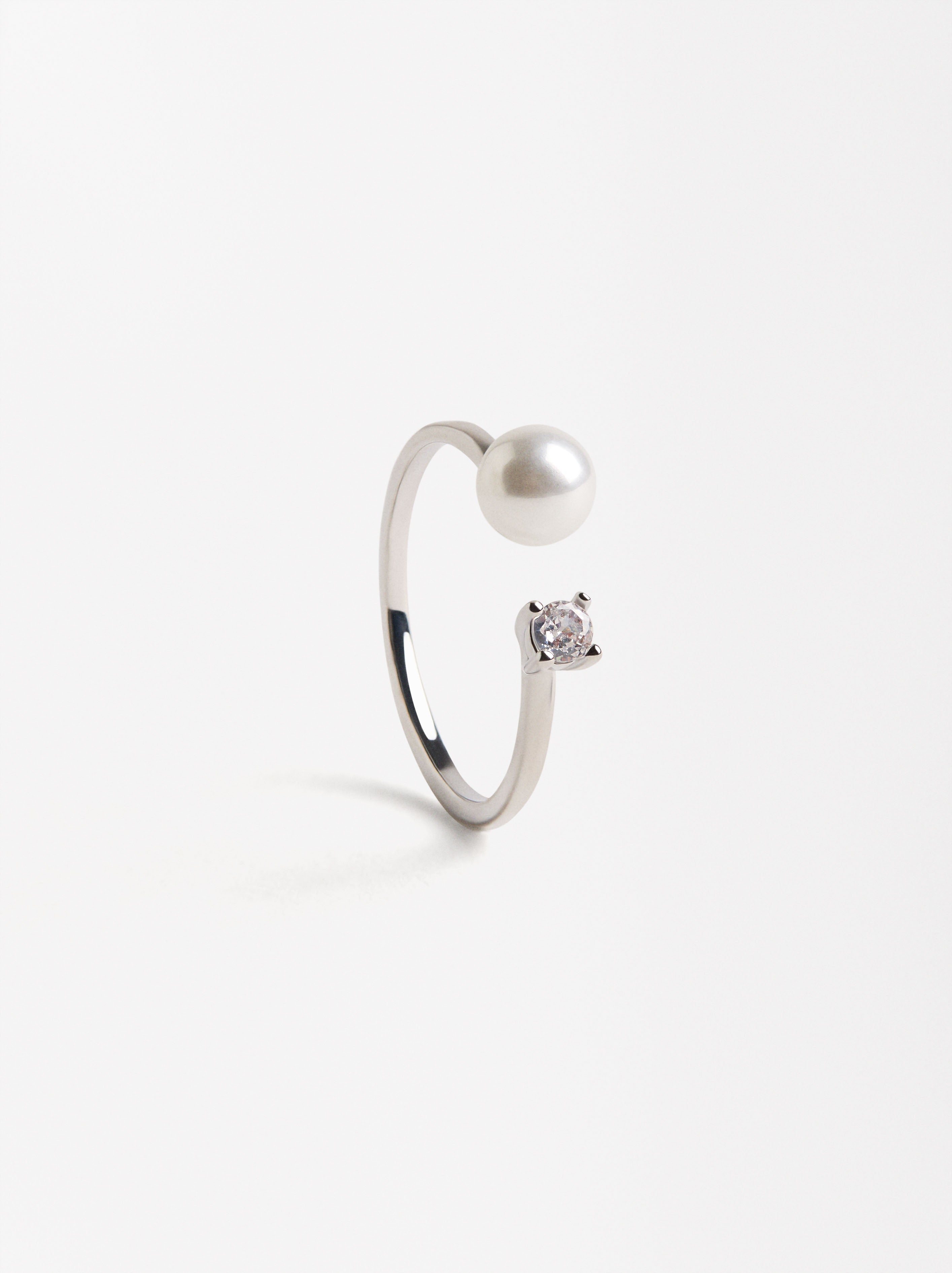 Anillo Abierto Con Perla De Agua Dulce