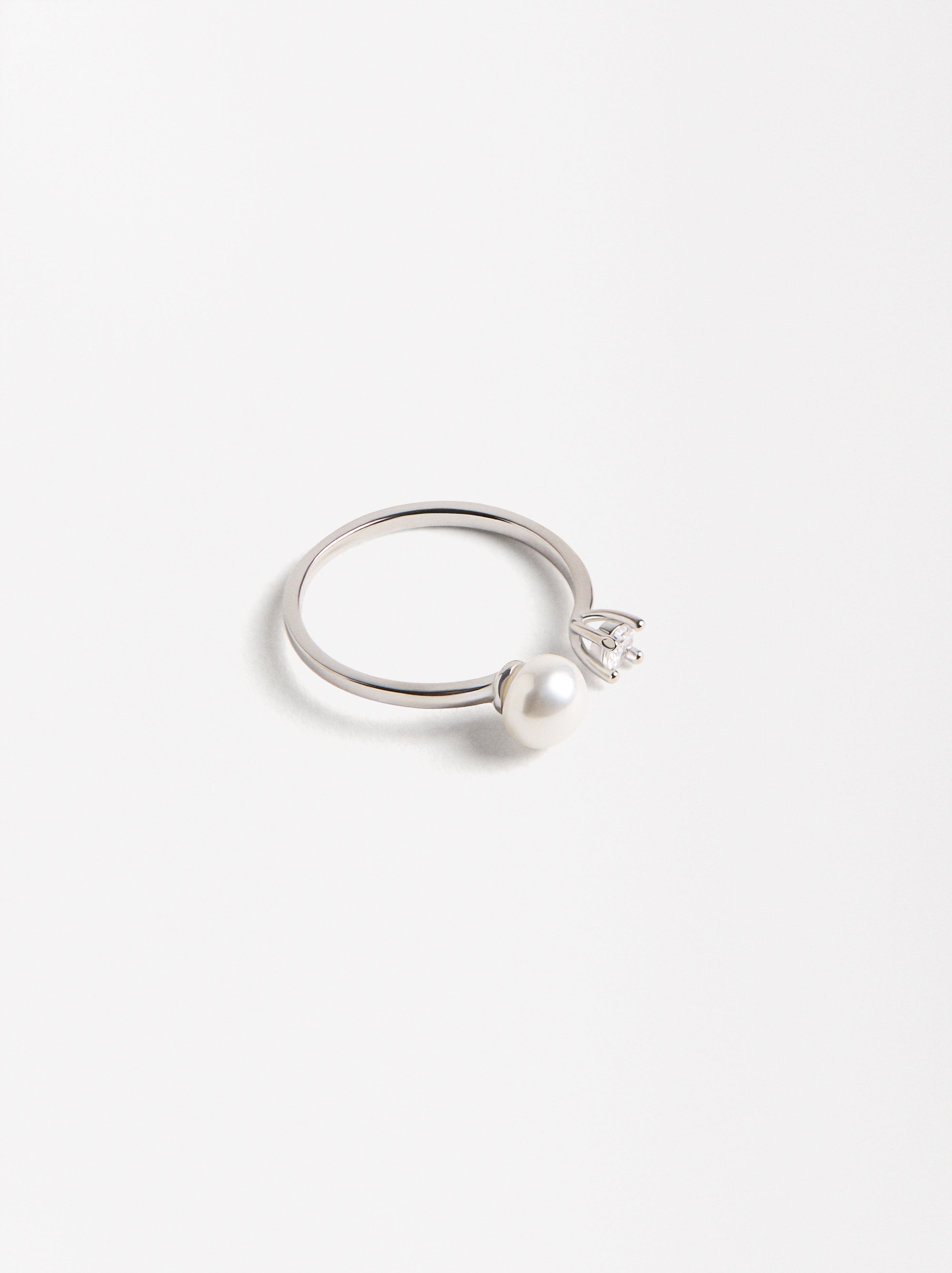 Anillo Abierto Con Perla De Agua Dulce