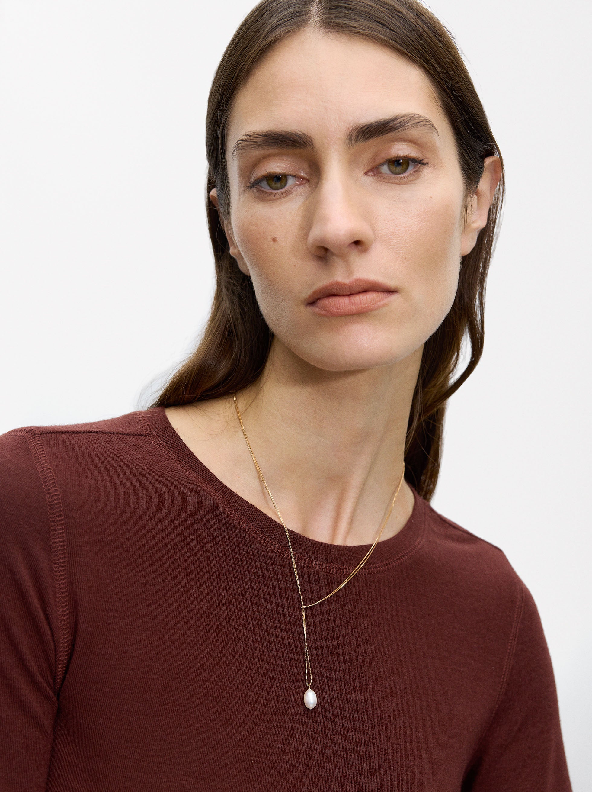 Collar Largo Con Perla De Agua Dulce