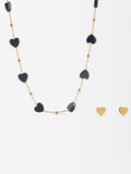 Set De Collar Con Aretes Corazón - Acero Inoxidable