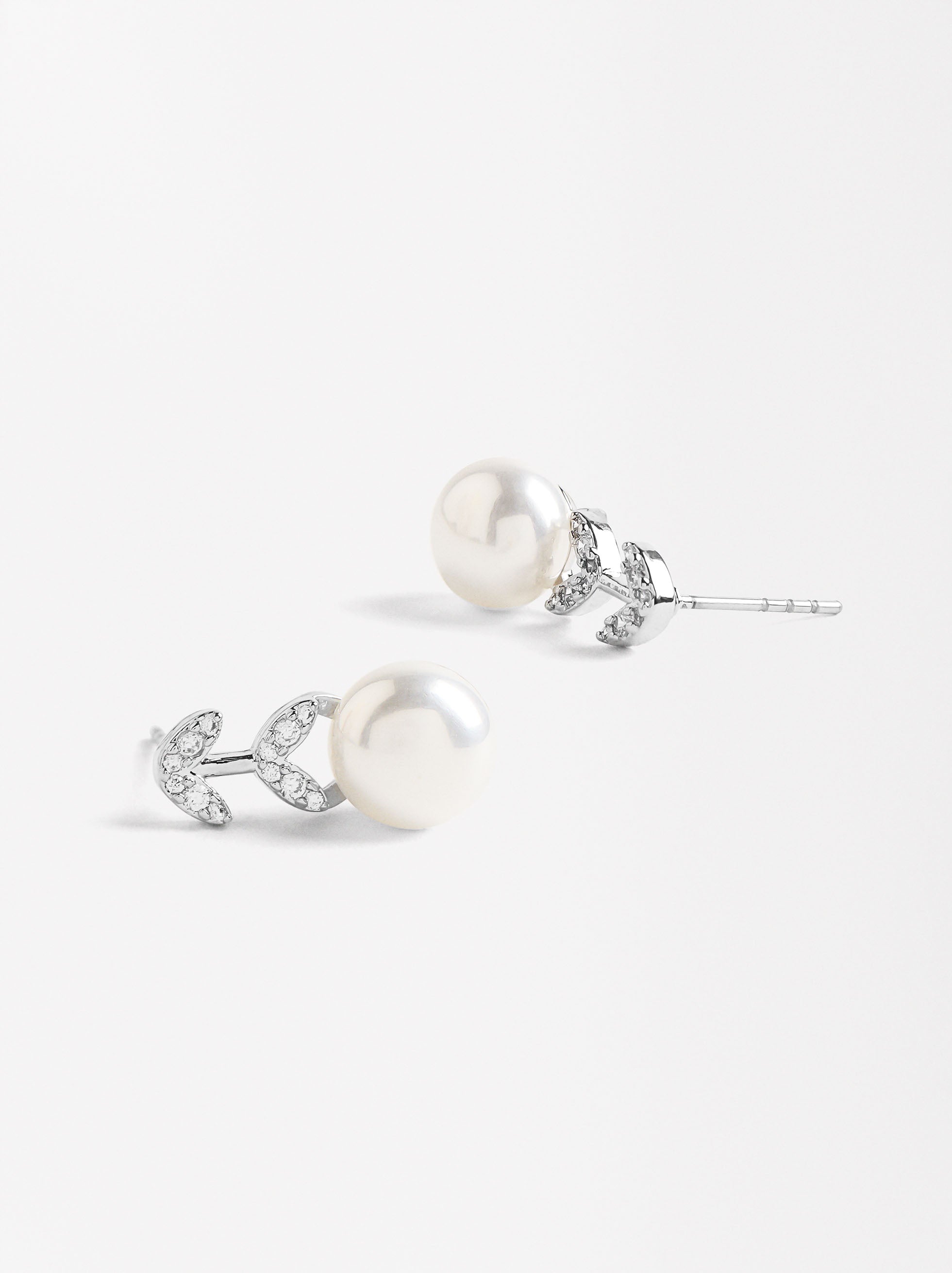 Aretes De Hojas Con Circonitas