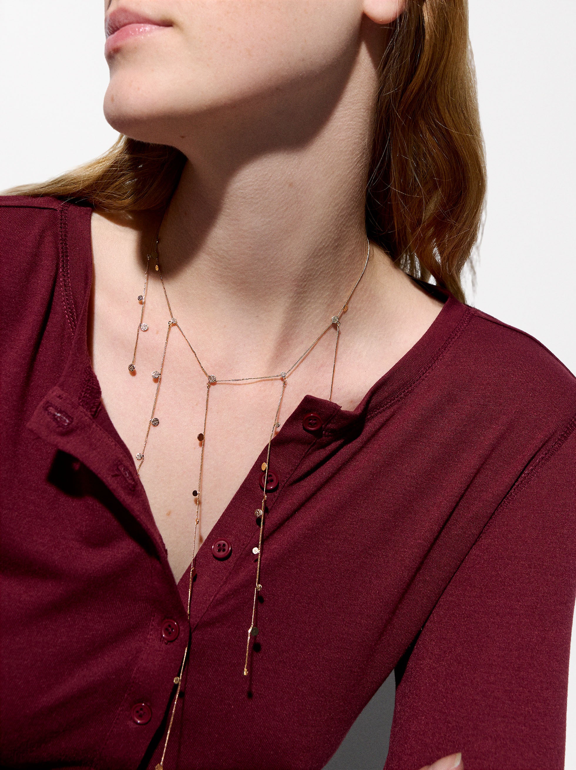 Collar Largo Con Efecto Martillado