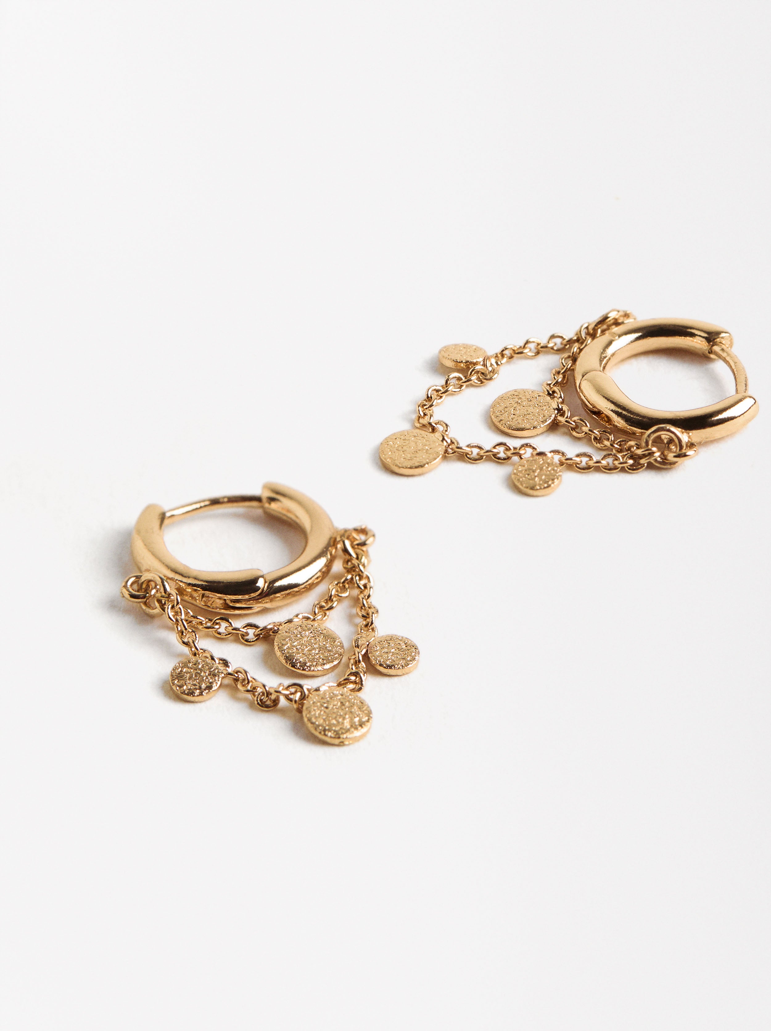 Aretes Con Cadena Y Efecto Martillado