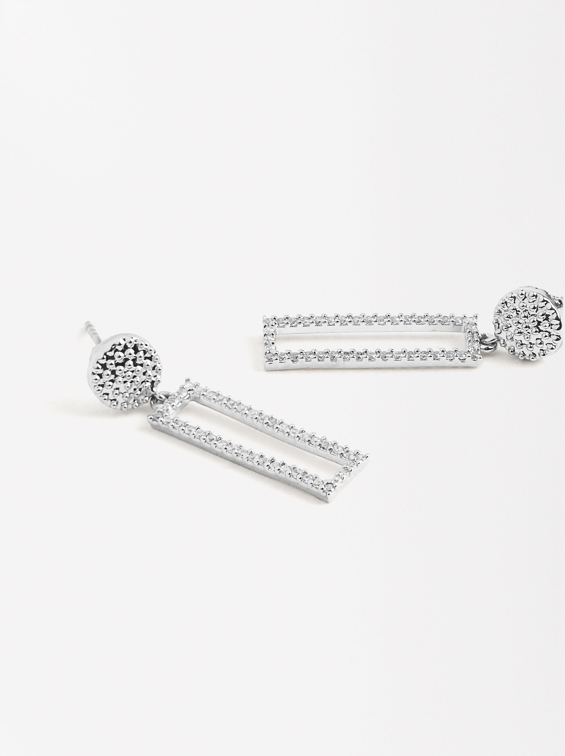 Aretes Rectangulares Con Circonitas