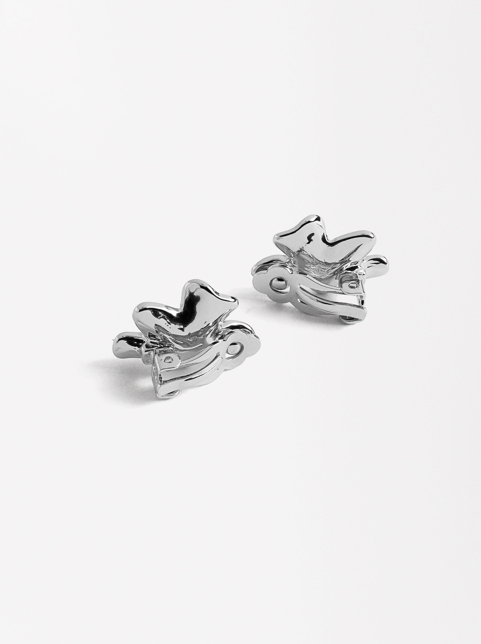 Pendientes Media Flor Con Perla