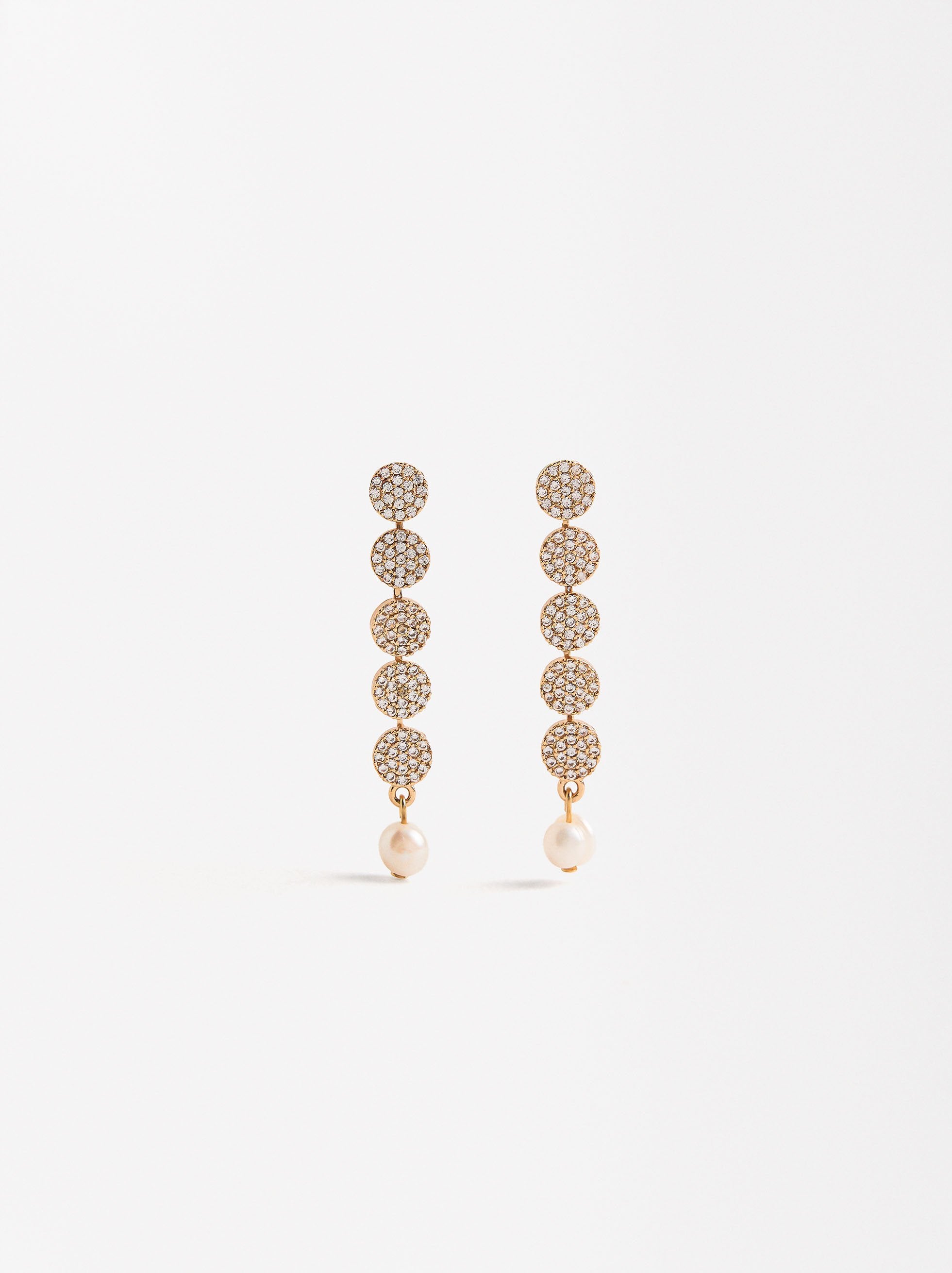 Aretes De Círculo Con Circonitas Y Perla