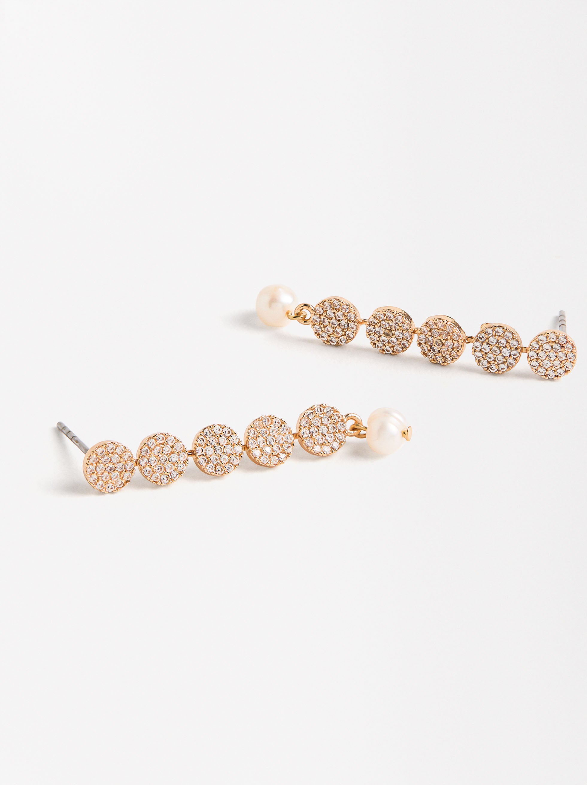 Aretes De Círculo Con Circonitas Y Perla