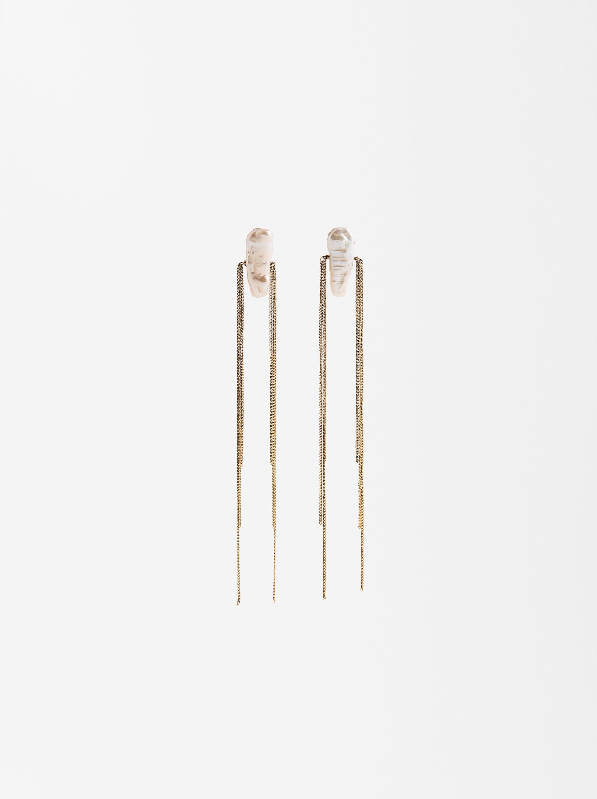 Aretes Largos Con Perlas De Agua Dulce
