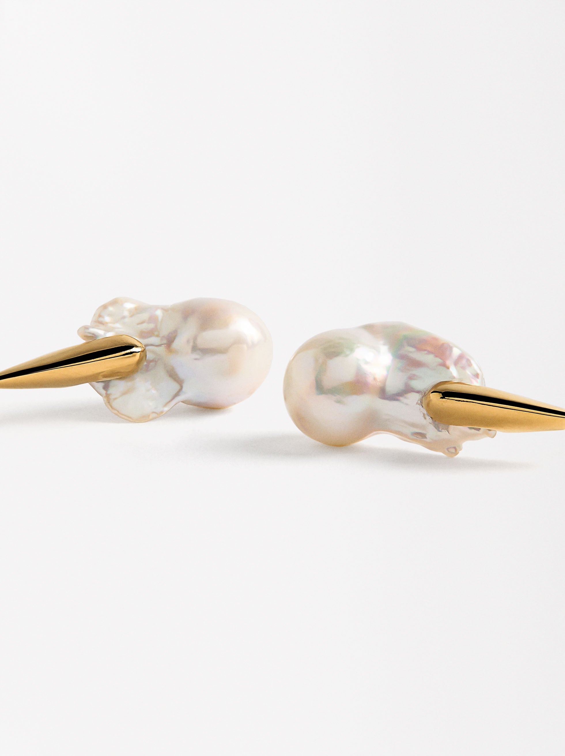 Aretes Largos De Perlas De Agua Dulce - Acero Inoxidable