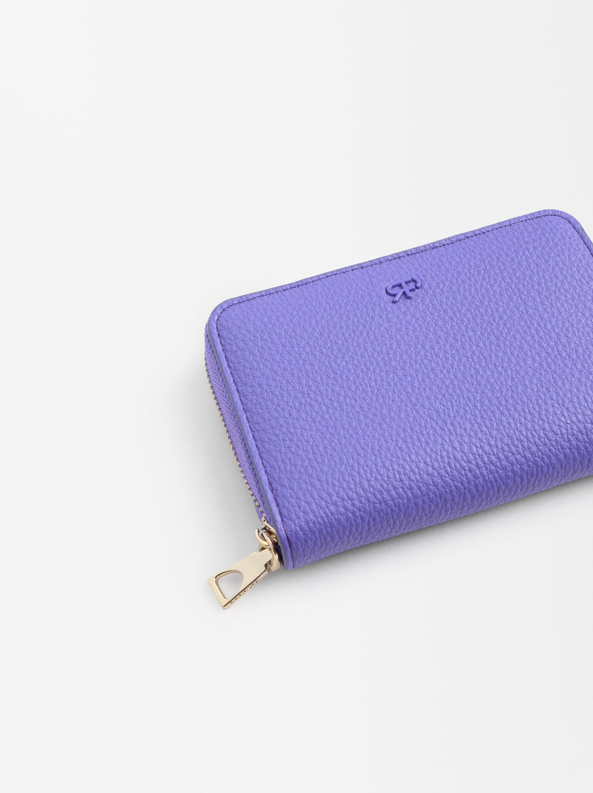 Billetera Con Textura Y Cierre De Cremallera S