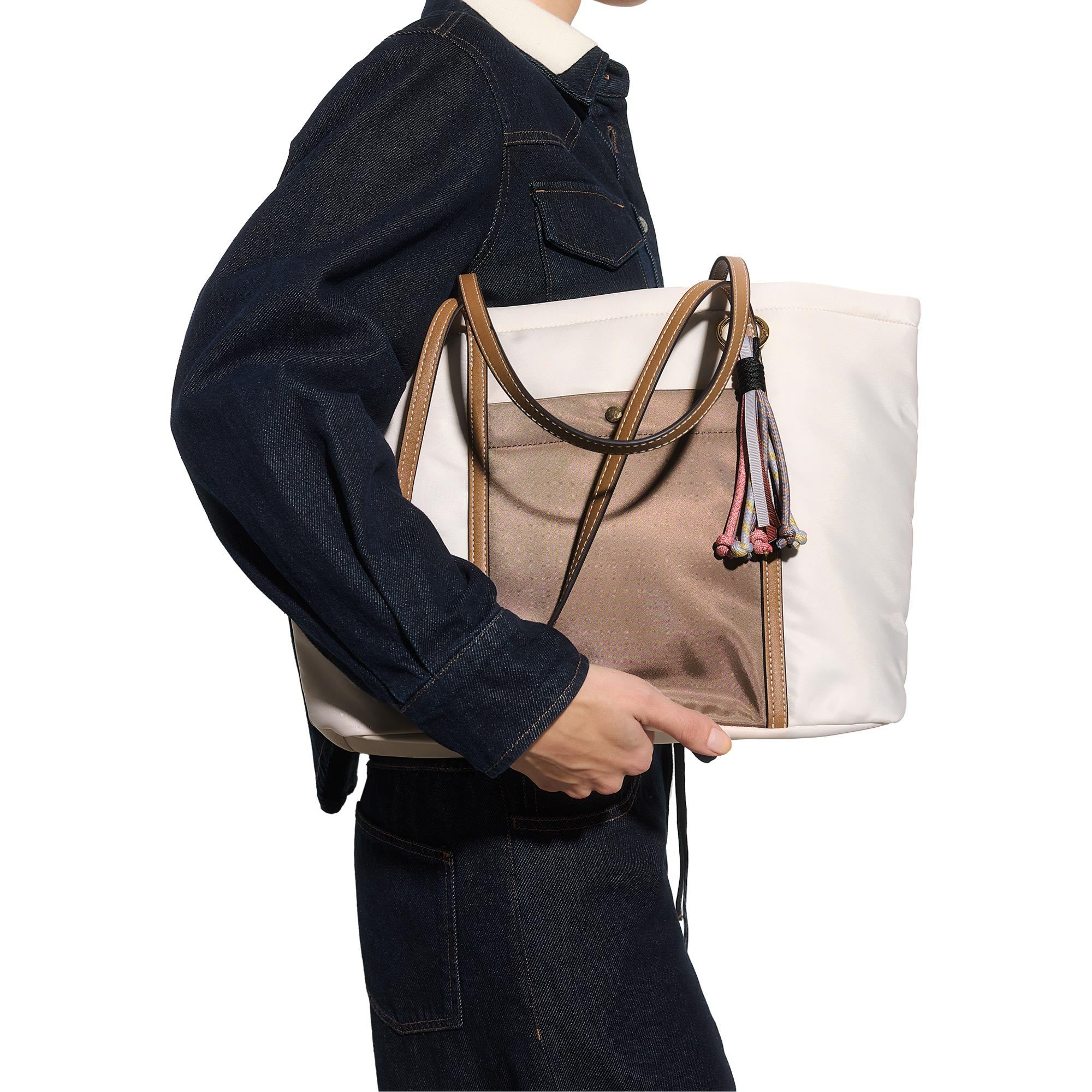 Bolso Shopper De Nylon Con Bolsillo Exterior