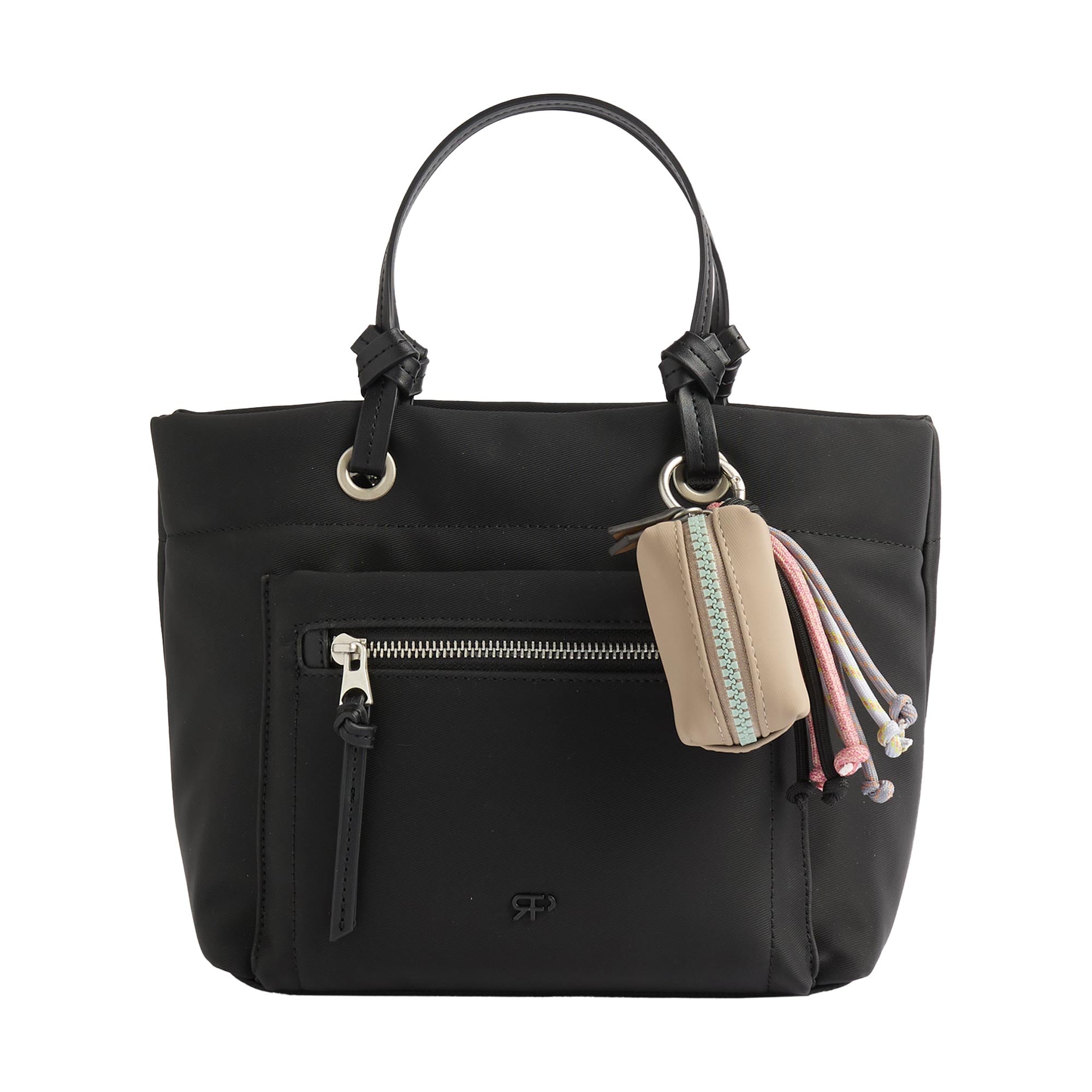 Bolso Tote Efecto Nylon Con Colgante