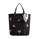Bolso Tote De Nylon Bordado Corazones
