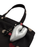 Bolso Tote De Nylon Bordado Corazones