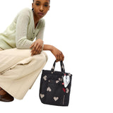 Bolso Tote De Nylon Bordado Corazones