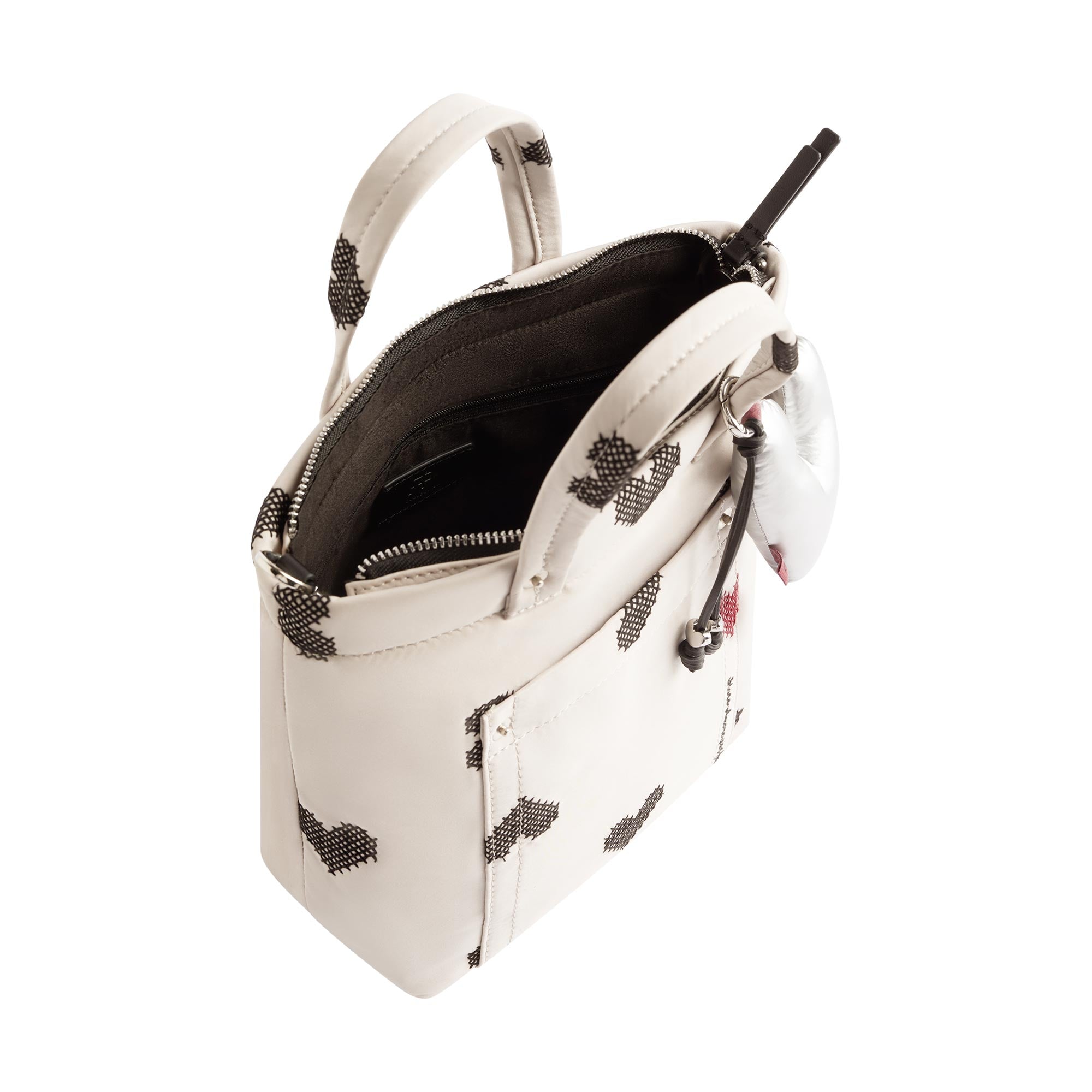 Bolso Tote De Nylon Bordado Corazones