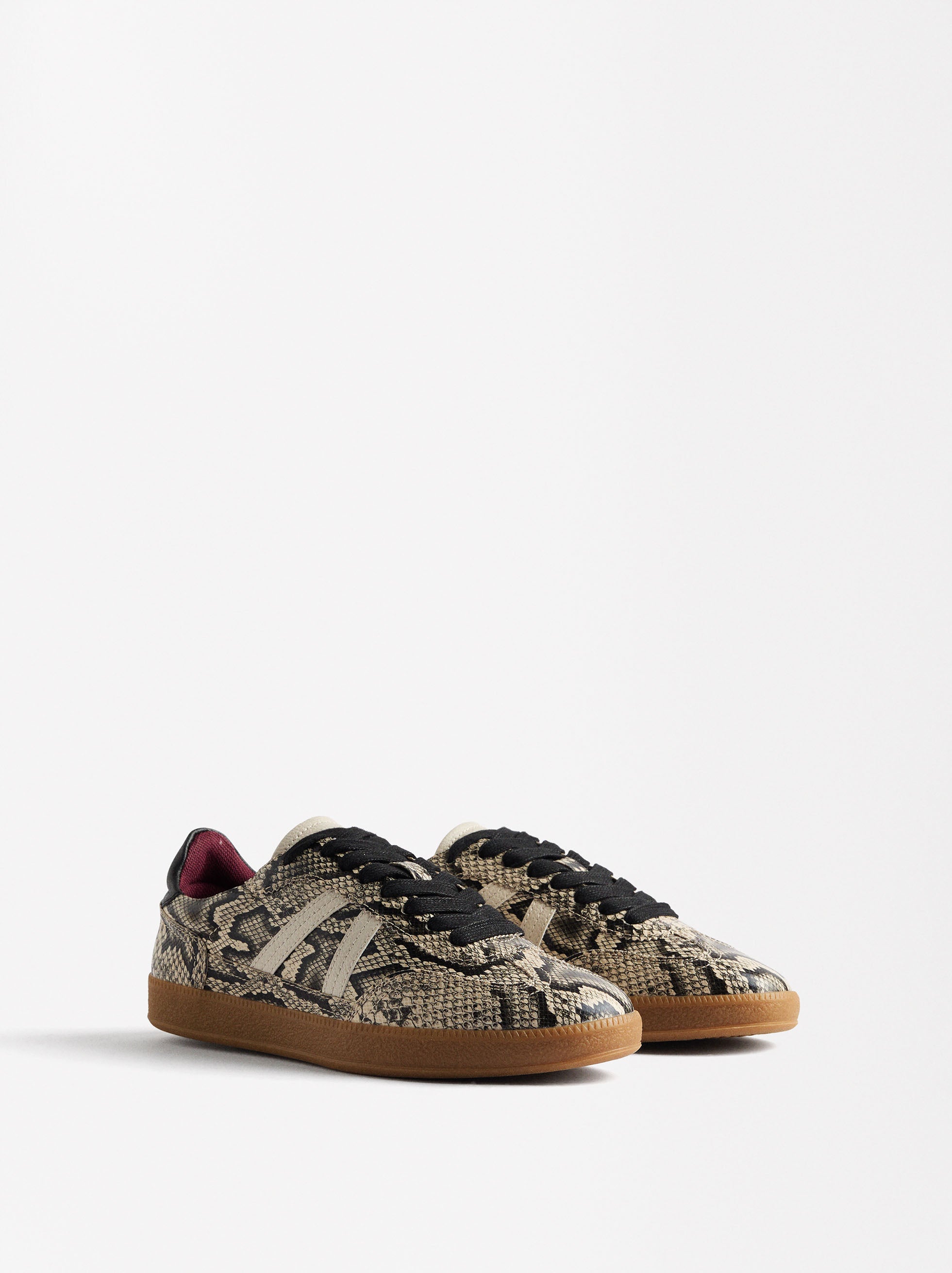 Zapatillas Contraste Y Estampado Animal