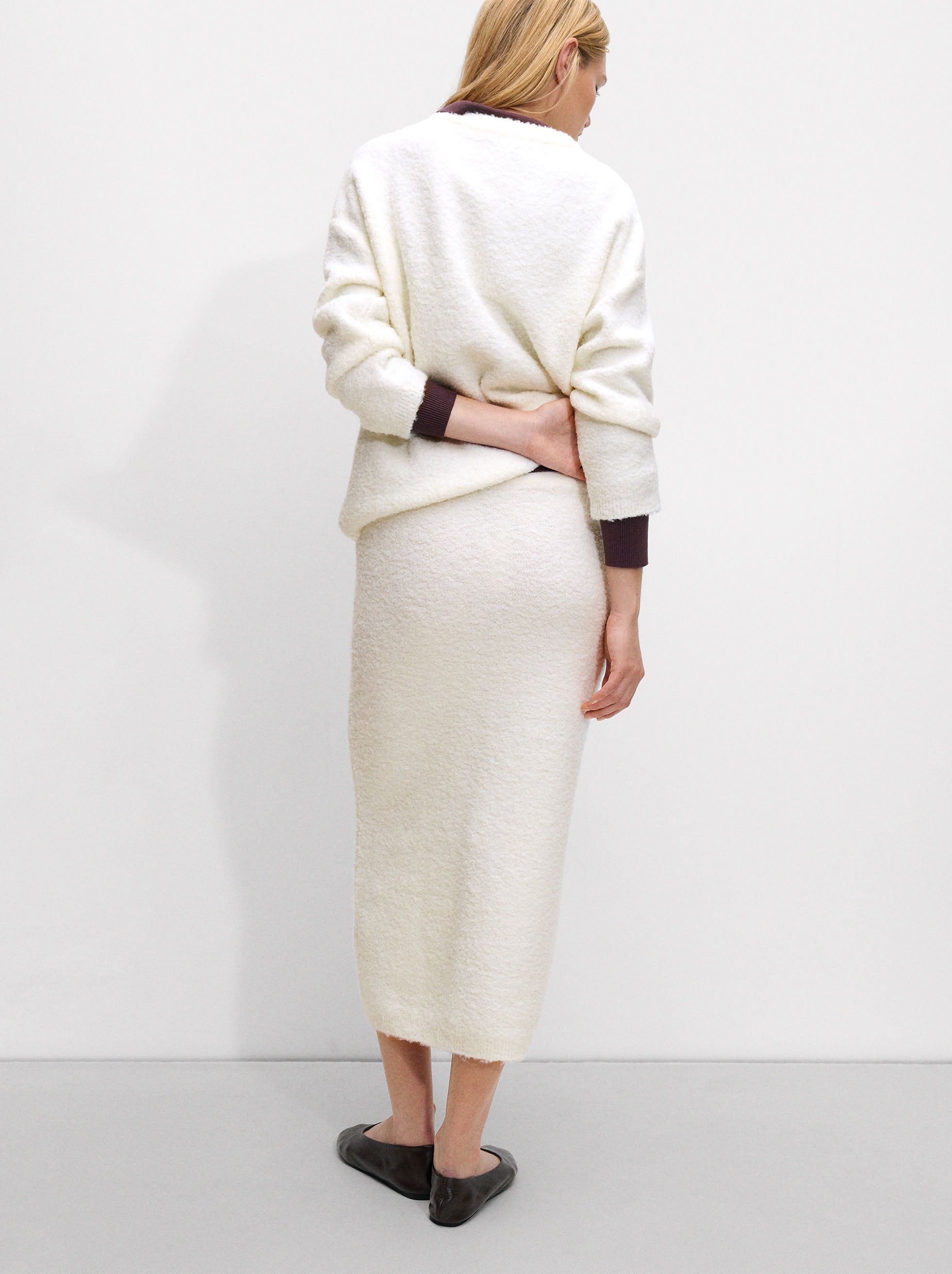 Falda Midi Con Lana