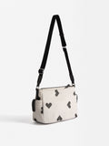 Cartera Bandolera De Nylon Bordado Corazones