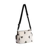 Bolso Bandolera De Nylon Bordado Corazones