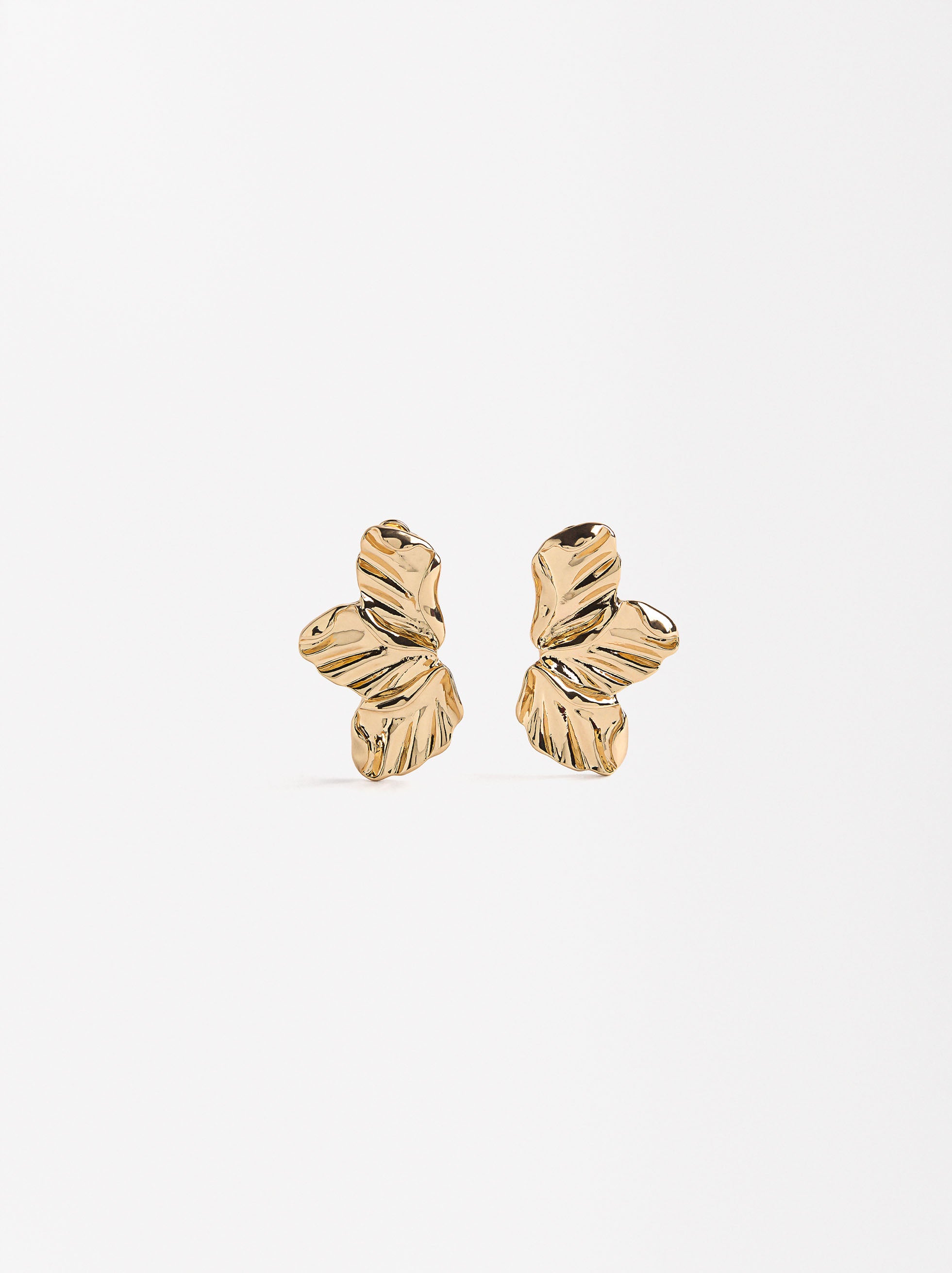 Aretes Media Flor En Relieve