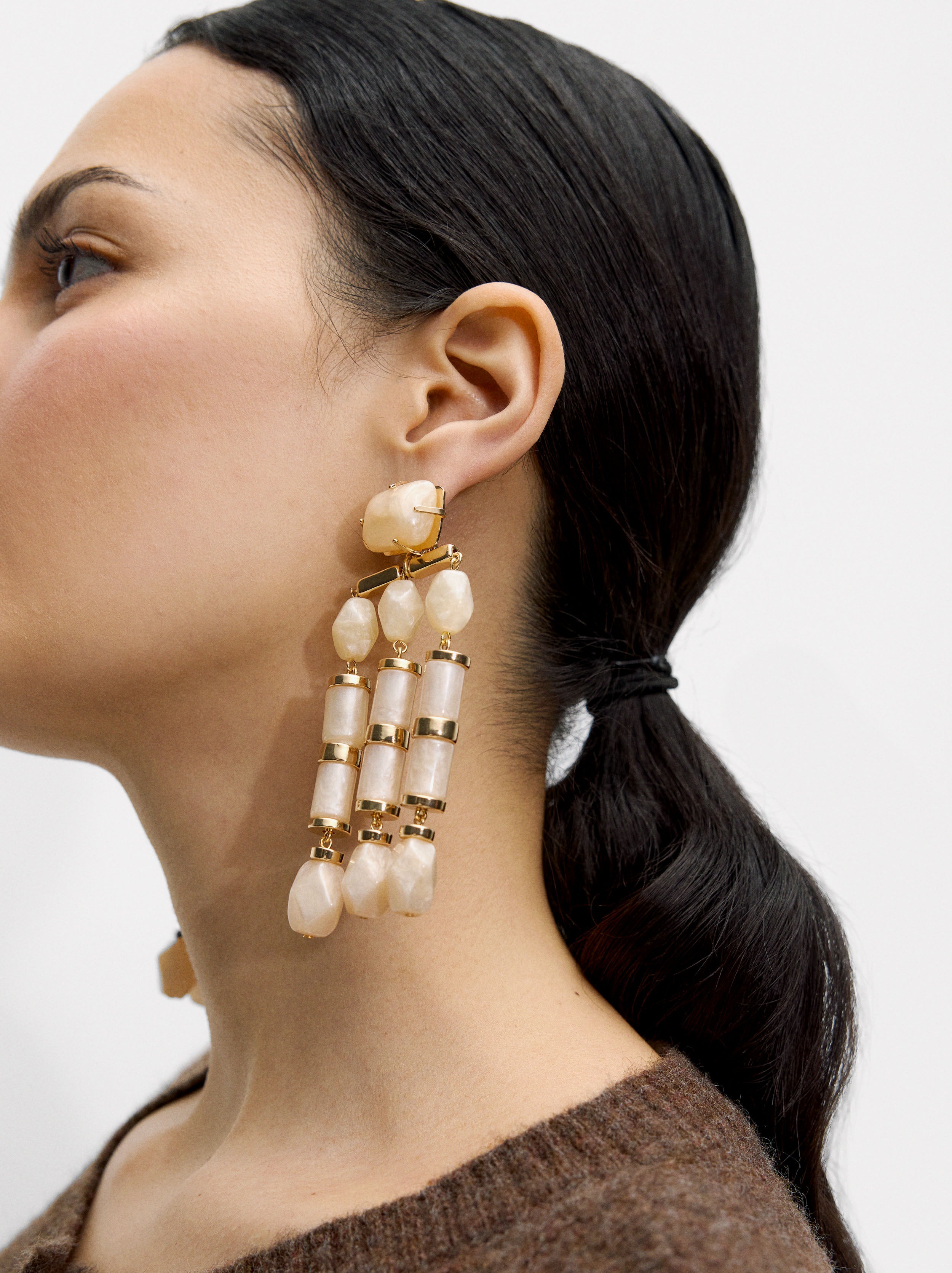 Aretes Largos Efecto Piedra