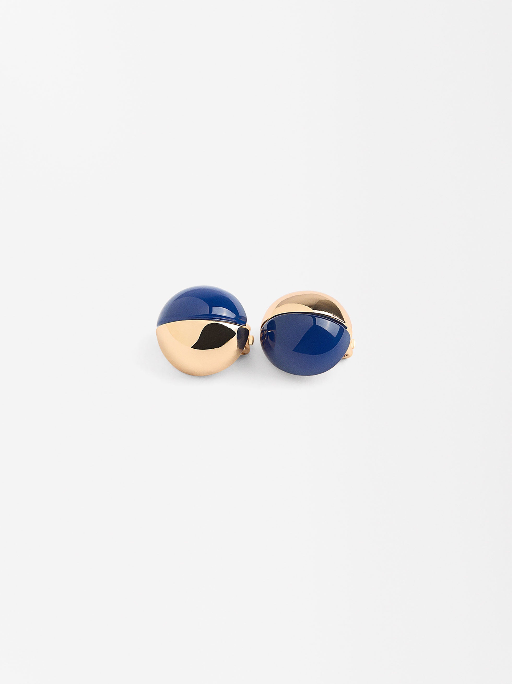Aretes Media Esfera Con Resina