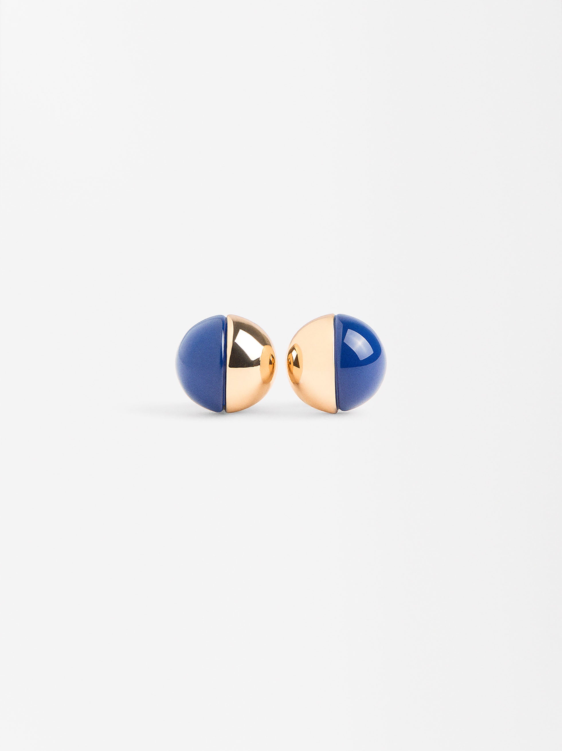 Aretes Media Esfera Con Resina